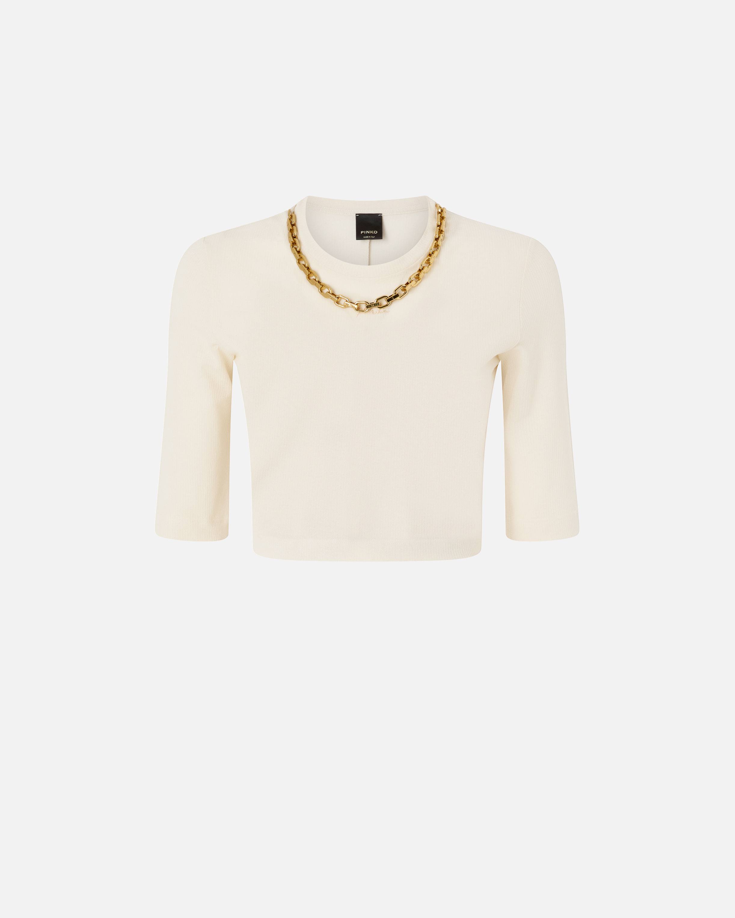 T-shirt cropped avec chaîne PINKO Beige