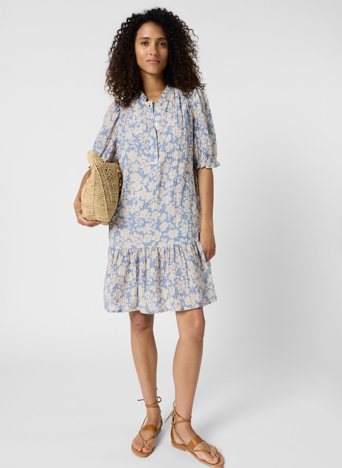 Kurzes bedrucktes Kleid mit Stehkragen GERARD DAREL Blau