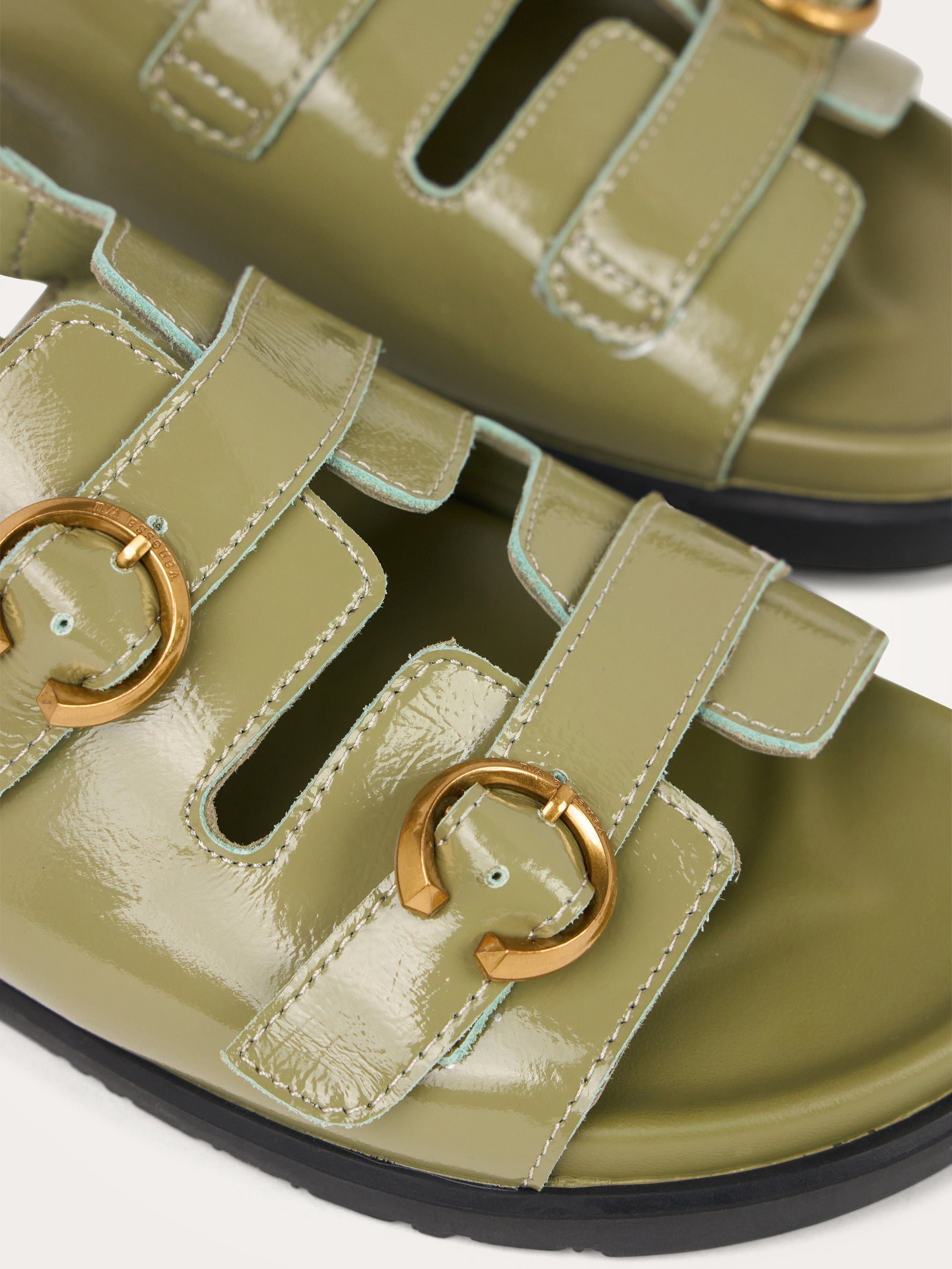 Leopard print flat sandals with strap VANESSA WU Green