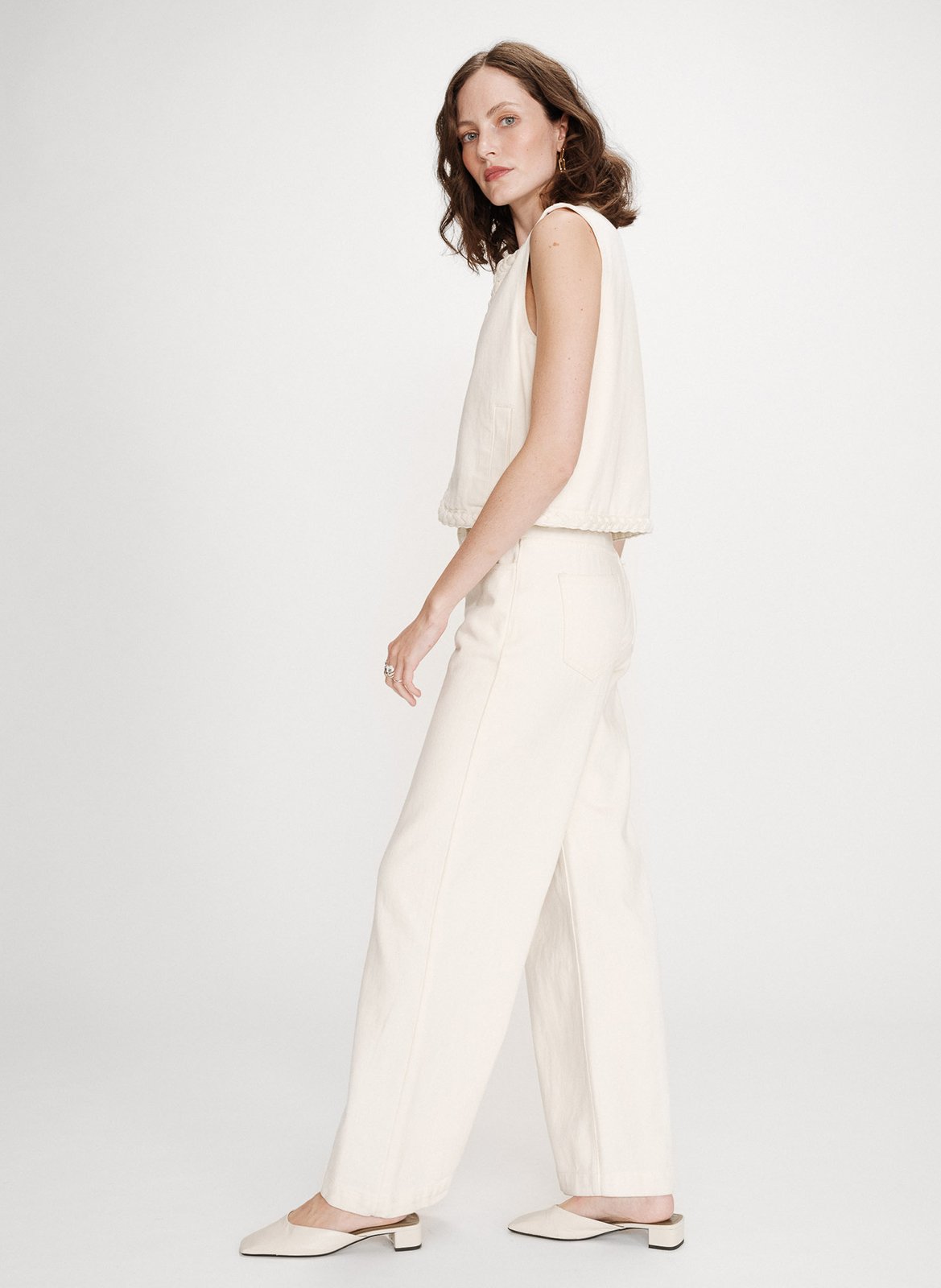 Wide-leg denim jeans GRACE ET MILA White