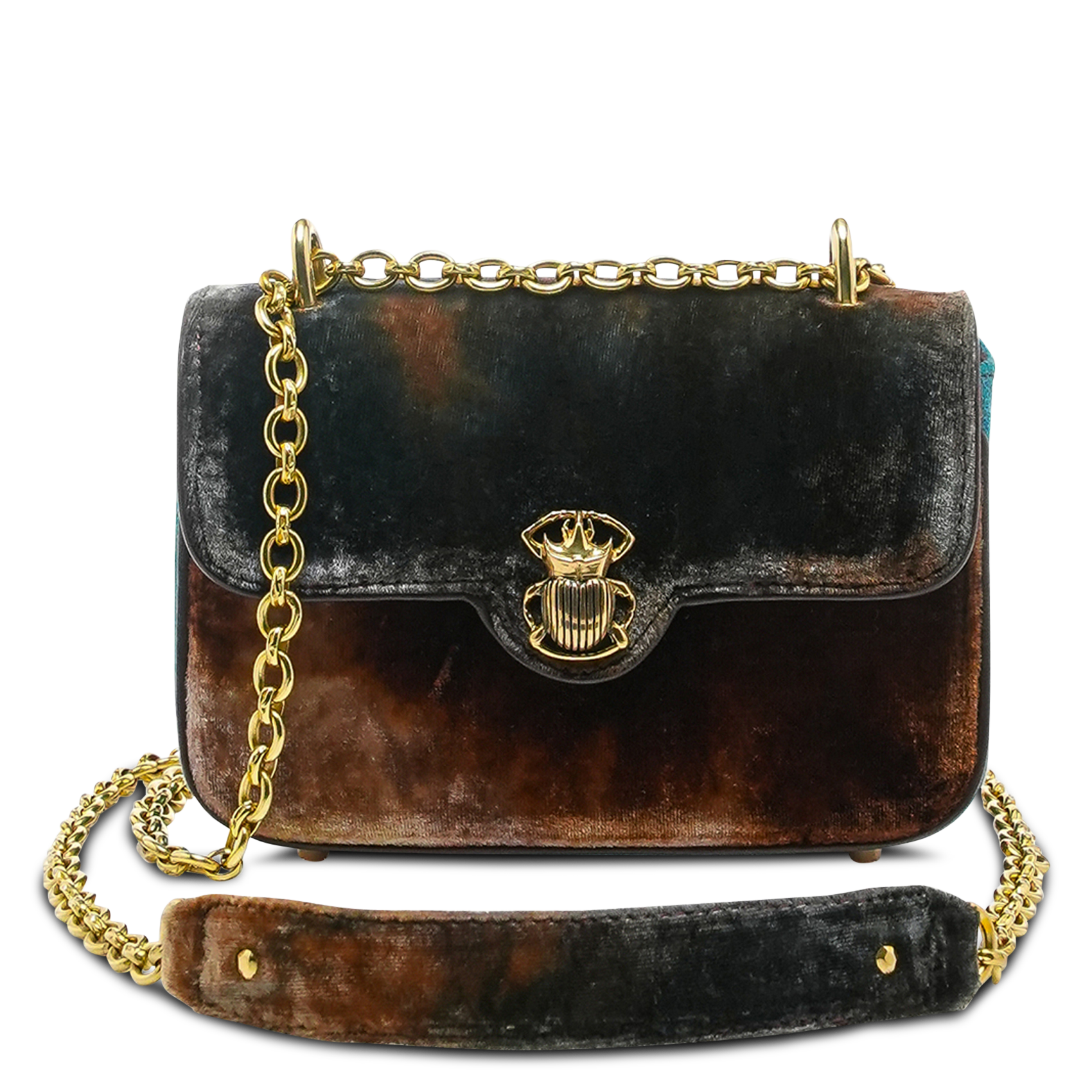 Velvet shoulder bag CLARIS VIROT Multicolored