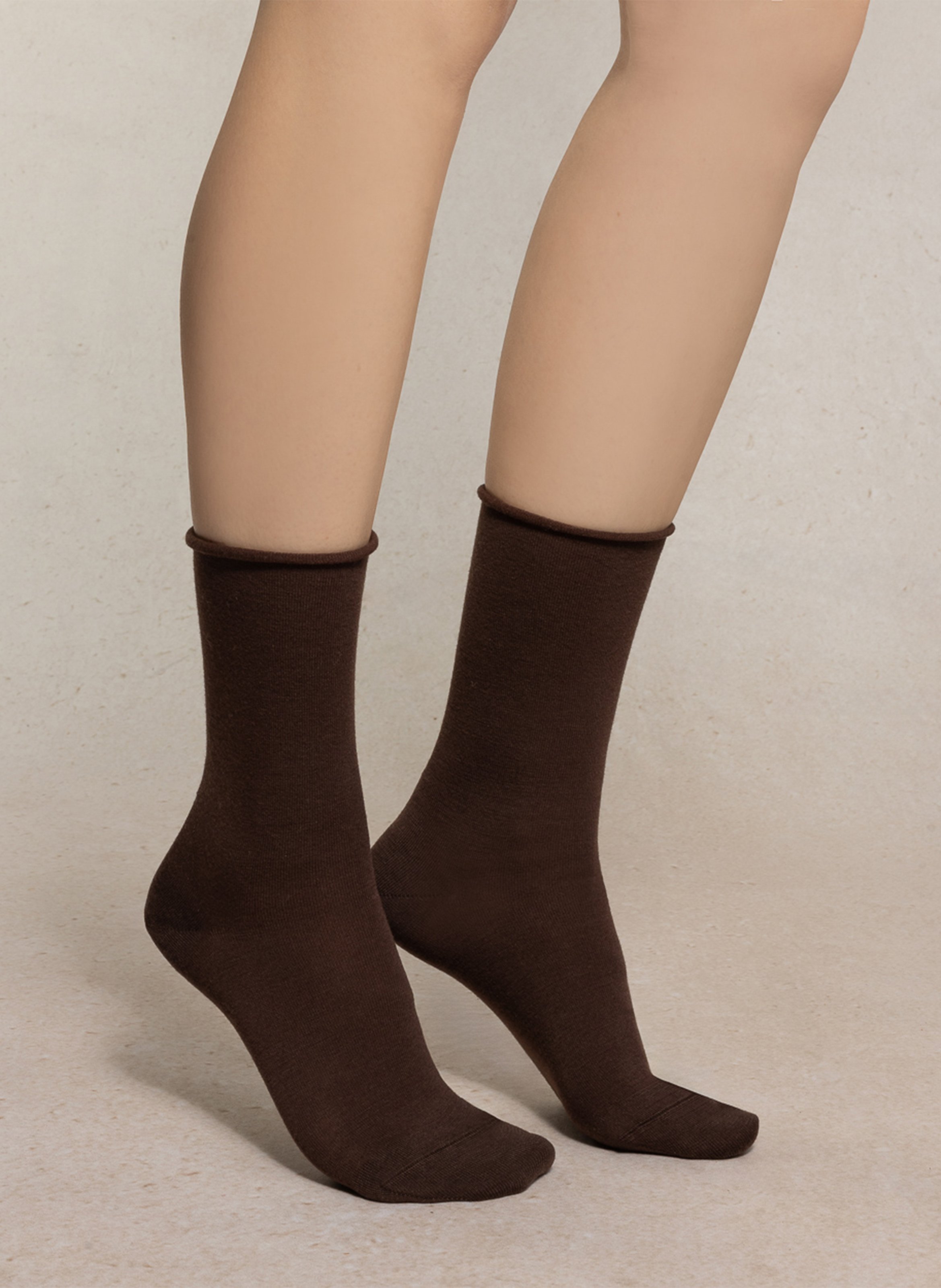 Socken aus feinem Wollmix BLEUFORET Braun