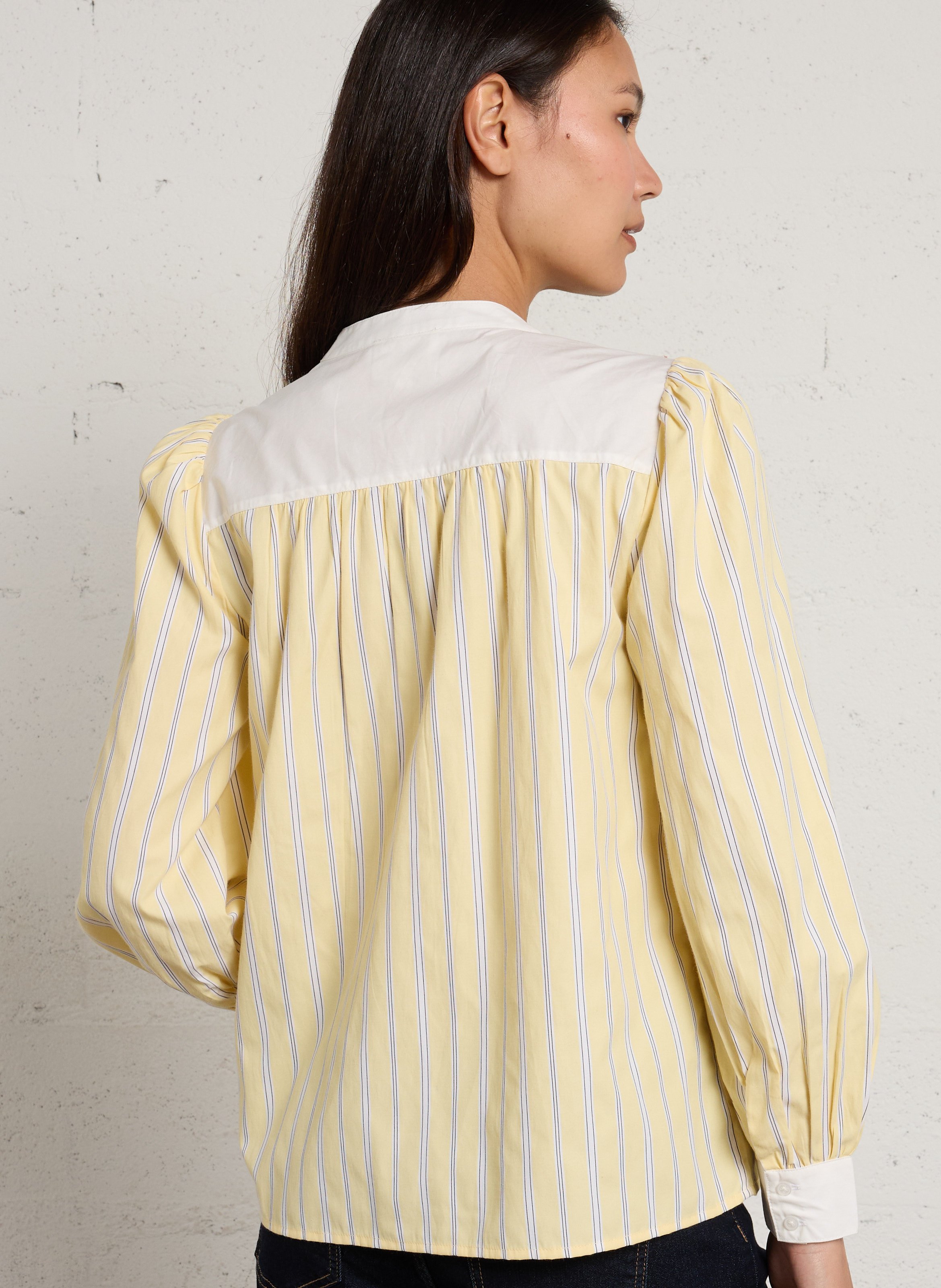 Blouse à rayures col tunisien MAISON 123 Jaune