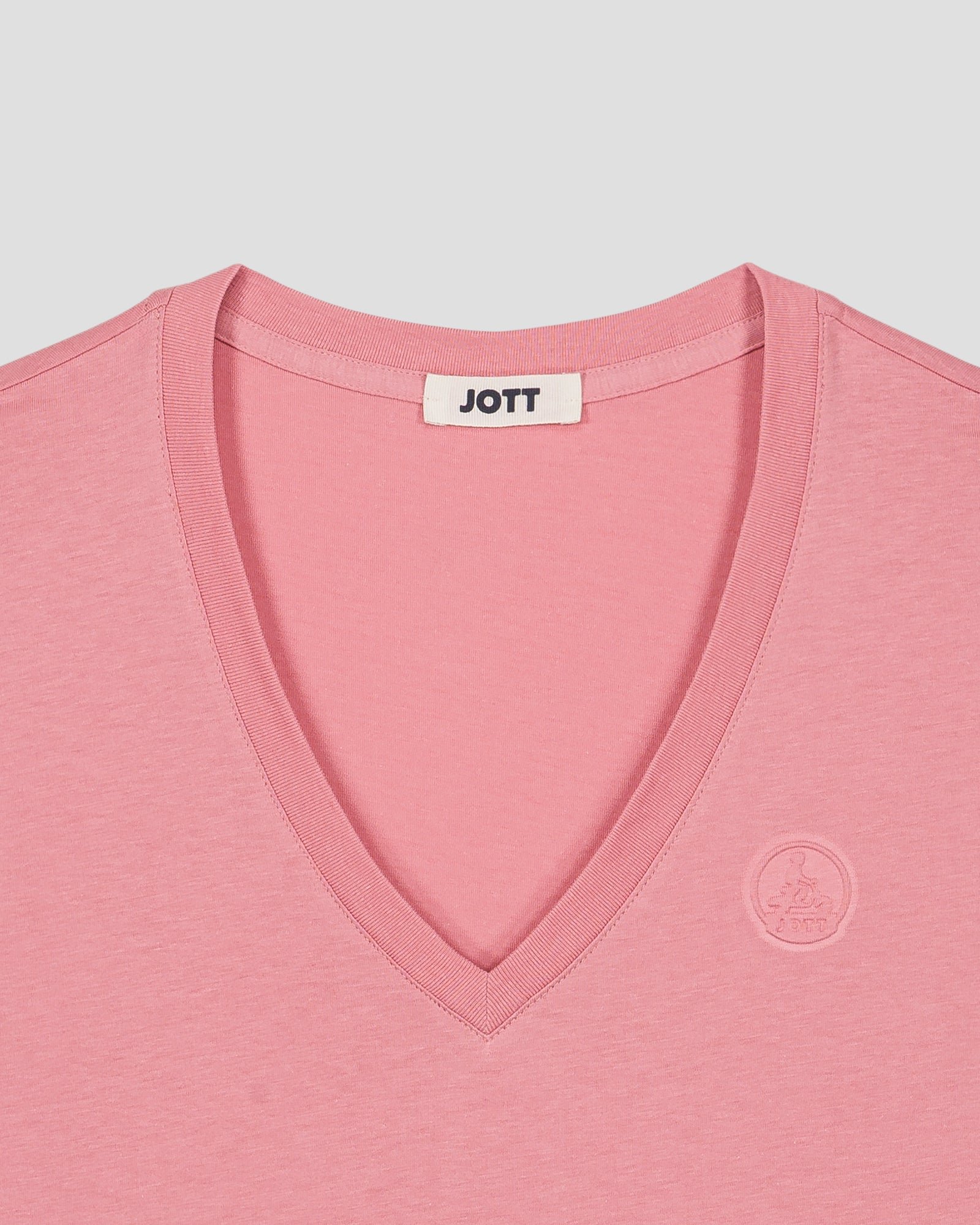Solid V-neck cotton t-shirt Sofia 2.0 JOTT Pink