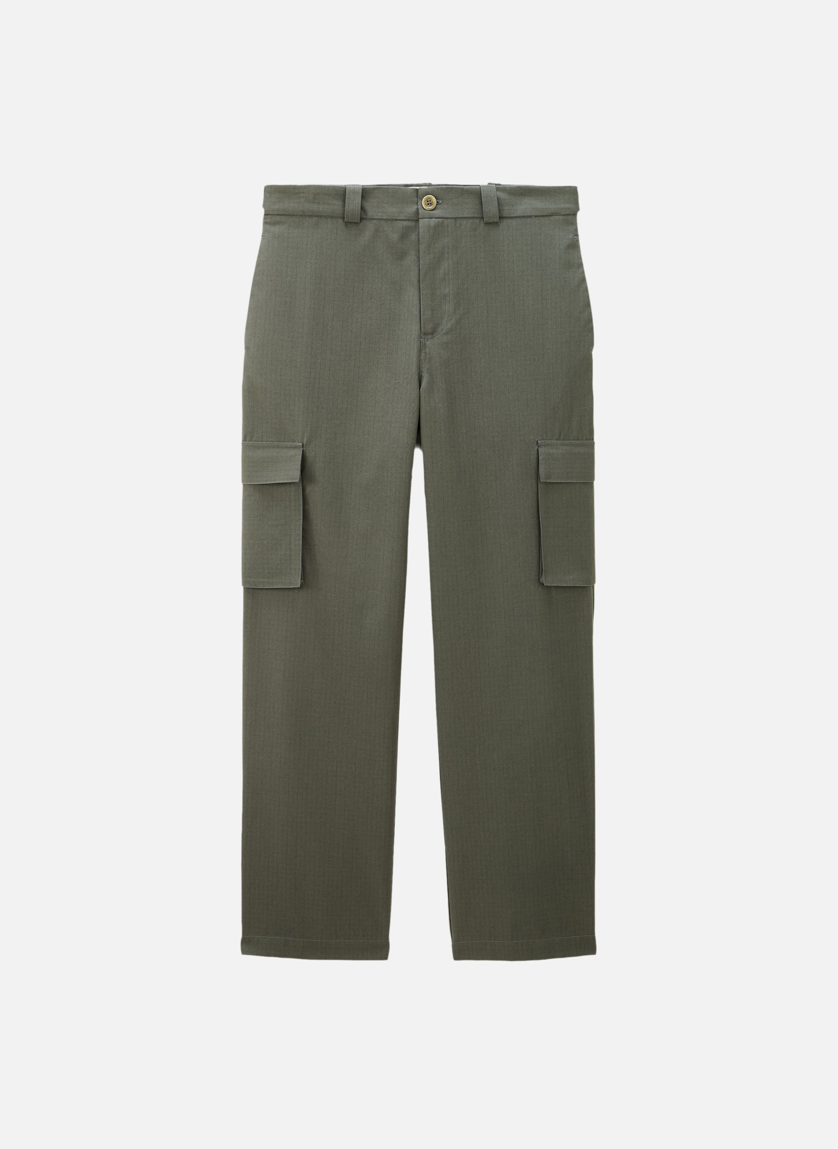Wide military cargo army green pants Noyoco Green
