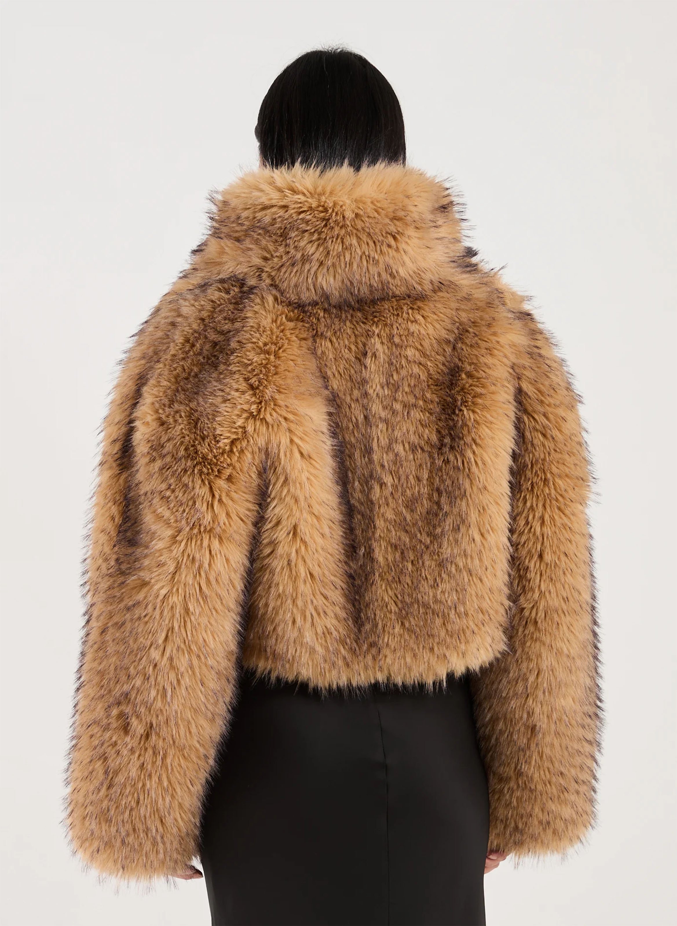 High-neck faux fur coat ROTATE Beige
