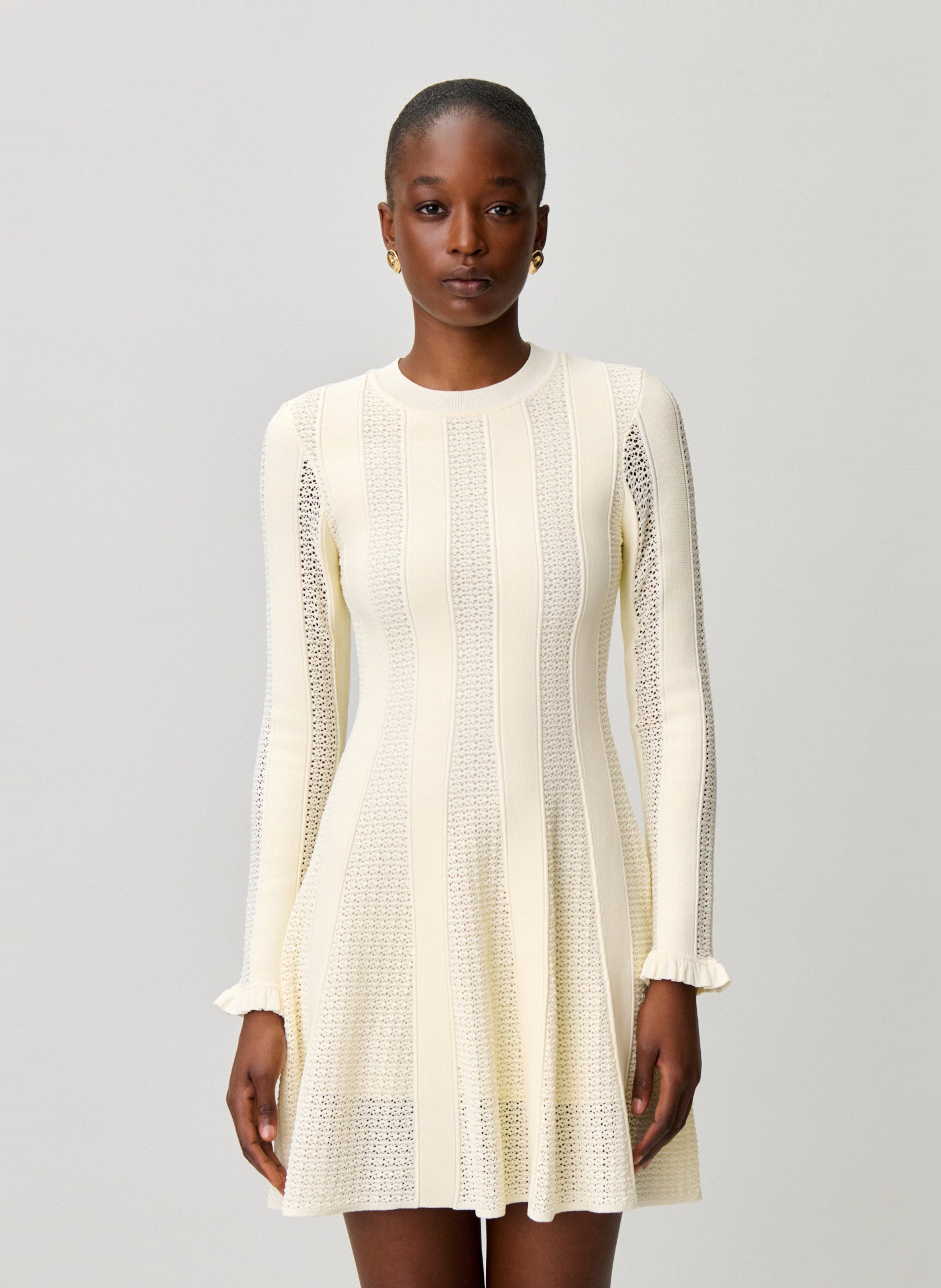 Halflange, gestreepte jurk CLAUDIE PIERLOT Beige