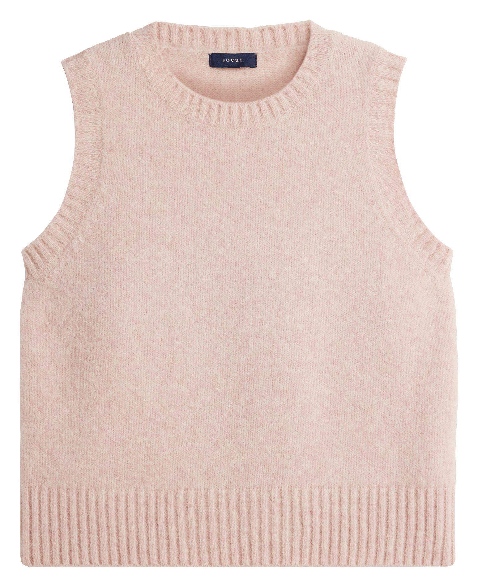 Straight round-neck knit sweater SOEUR Pink