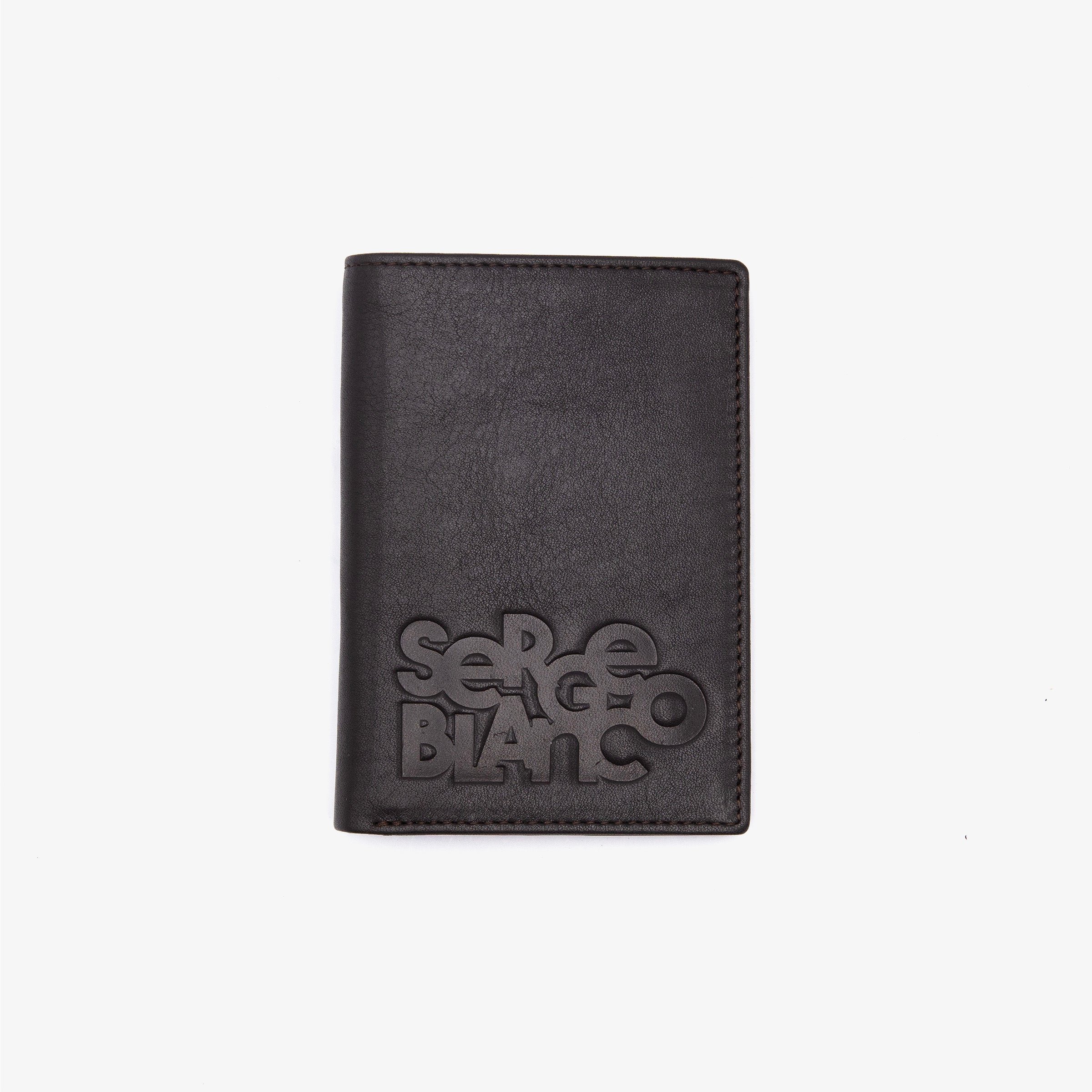 Leather wallet with embossed logo SERGE BLANCO Brown