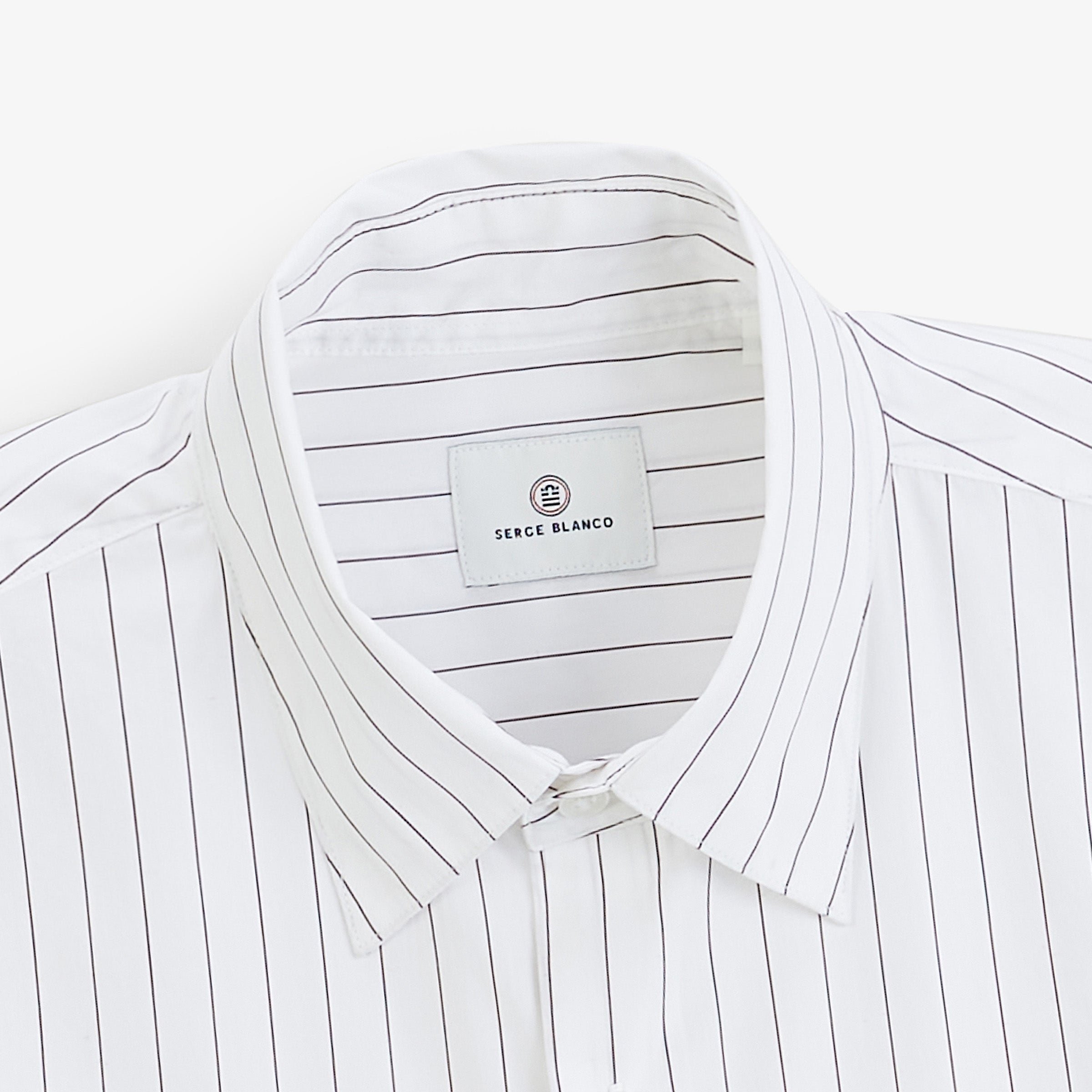 Long-sleeved white cotton tennis shirt with stripes SERGE BLANCO White