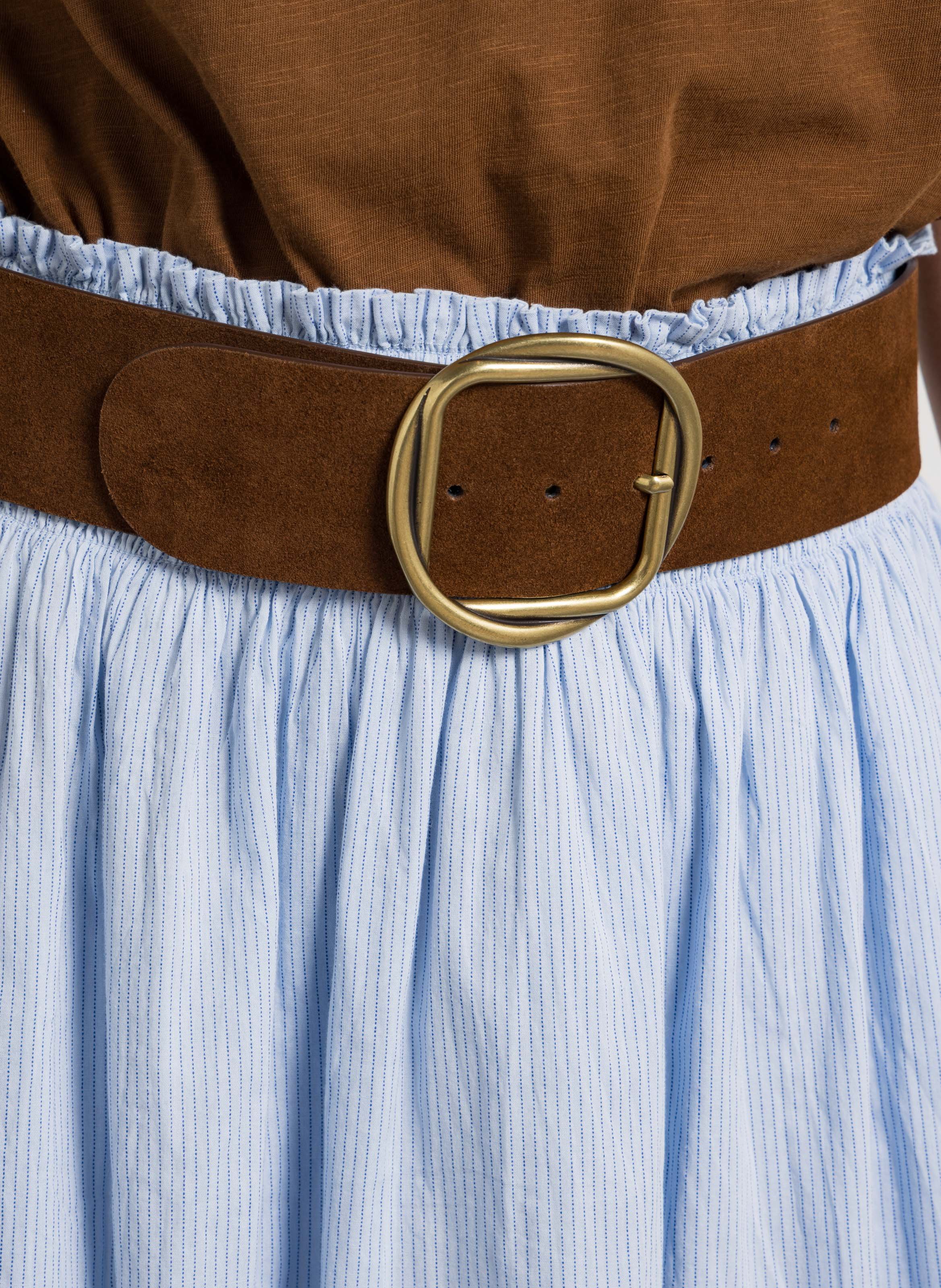 Wide leather belt MAISON 123 Brown