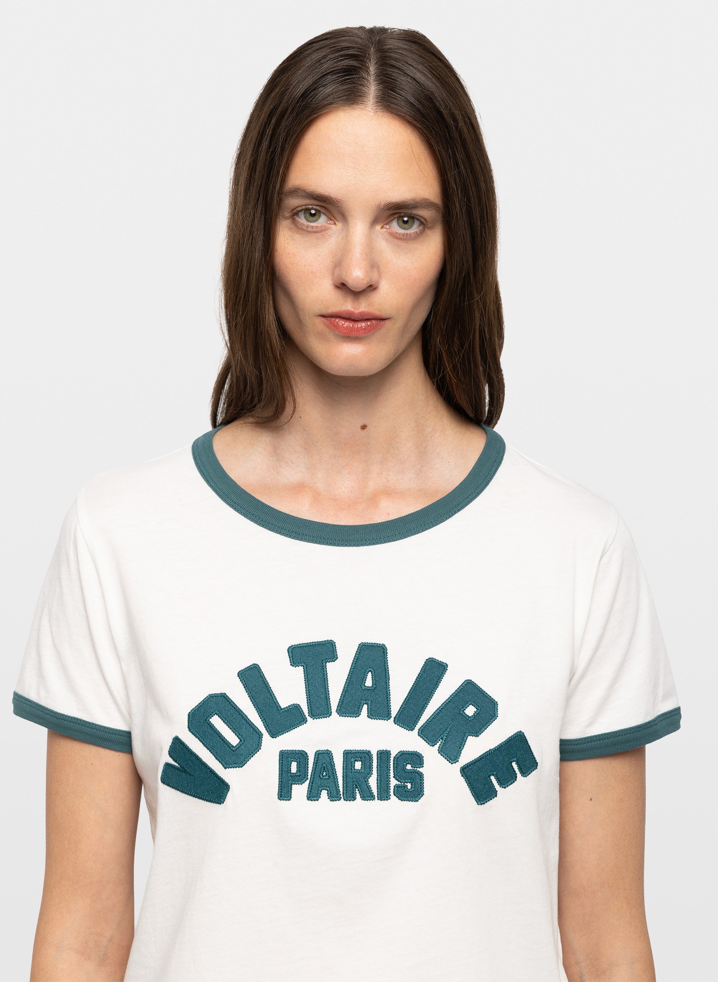 Gerades T-Shirt aus Baumwolle, bestickt | Weiss ZADIG&VOLTAIRE Damen