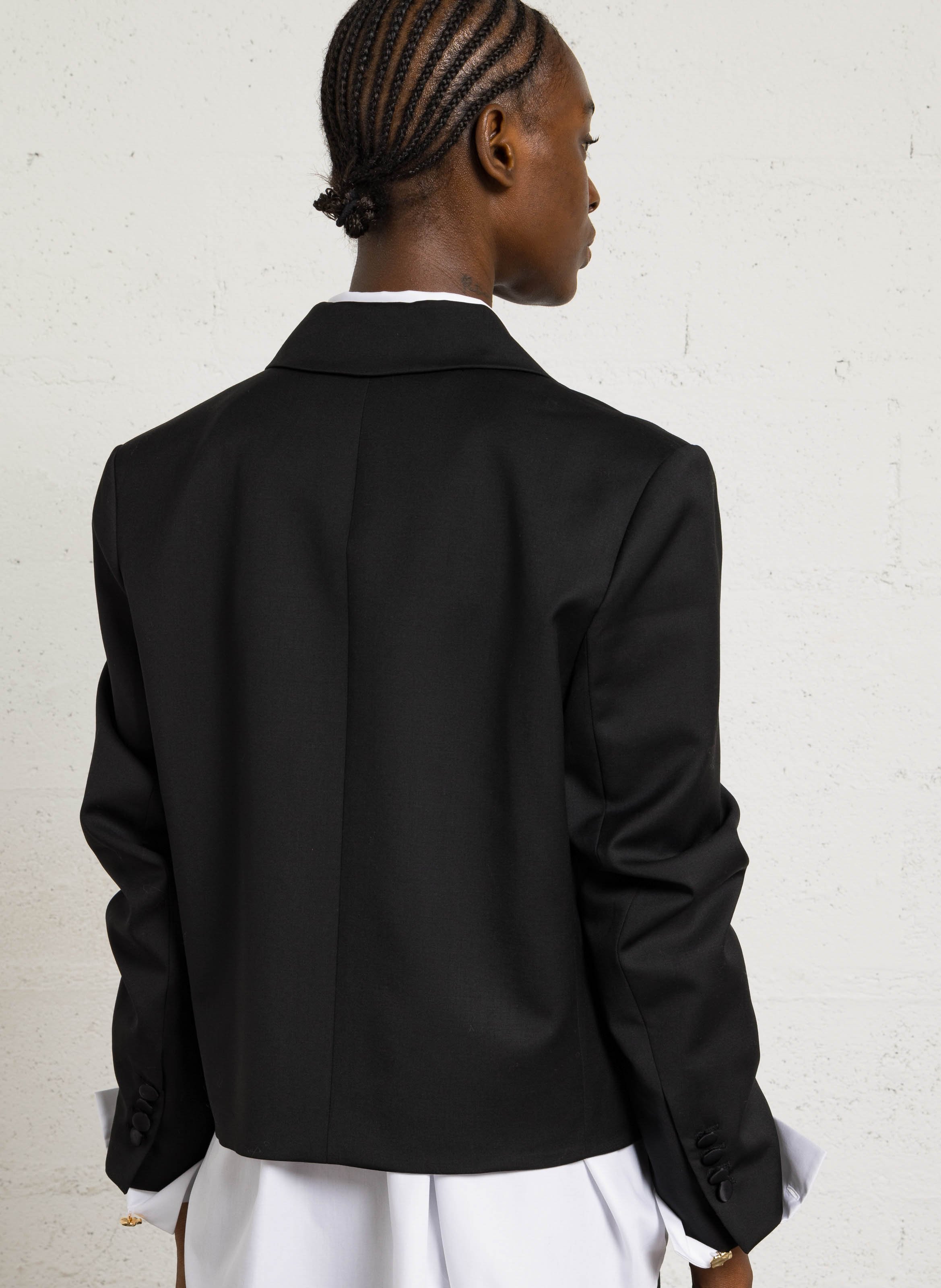 Veste col tailleur en laine MARGAUX LONNBERG Noir