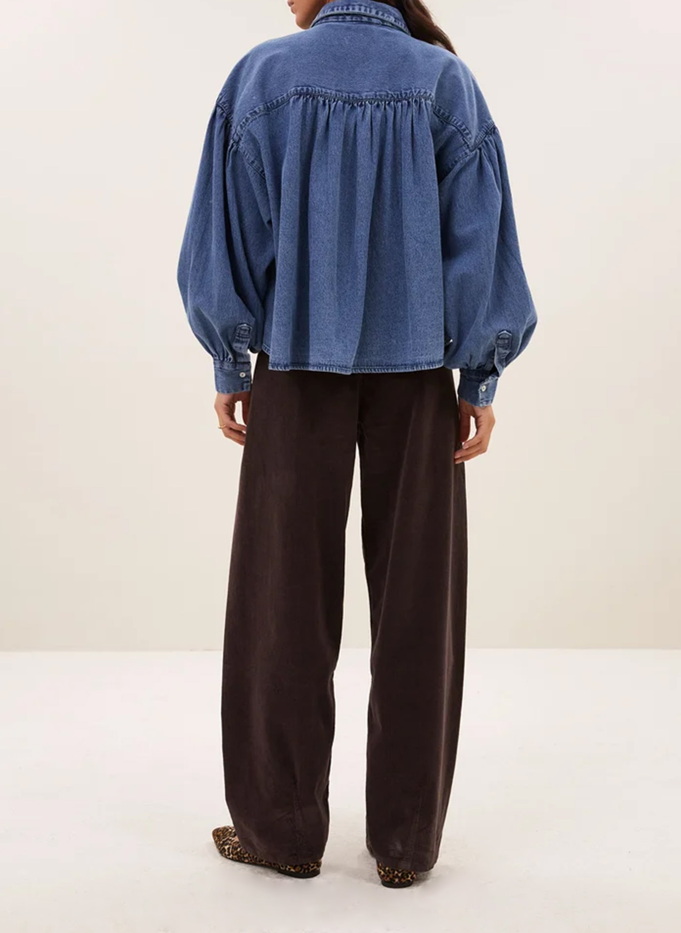 Wijde denim blouse van katoen BY BAR Blauw