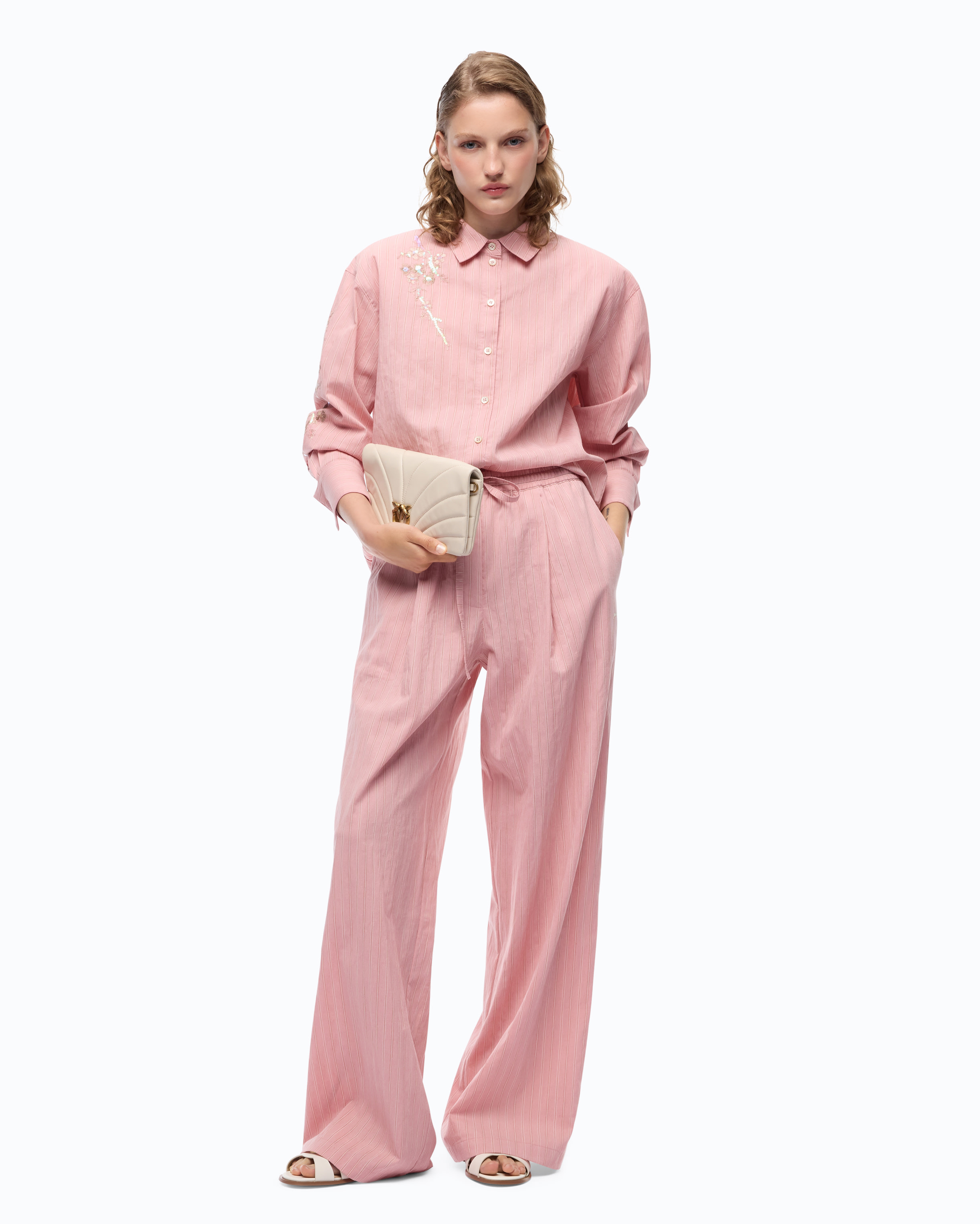 Striped trousers with drawstring waist PINKO Pink