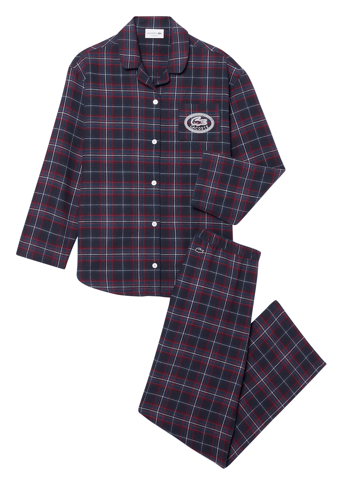 Checked cotton pajama set LACOSTE Blue