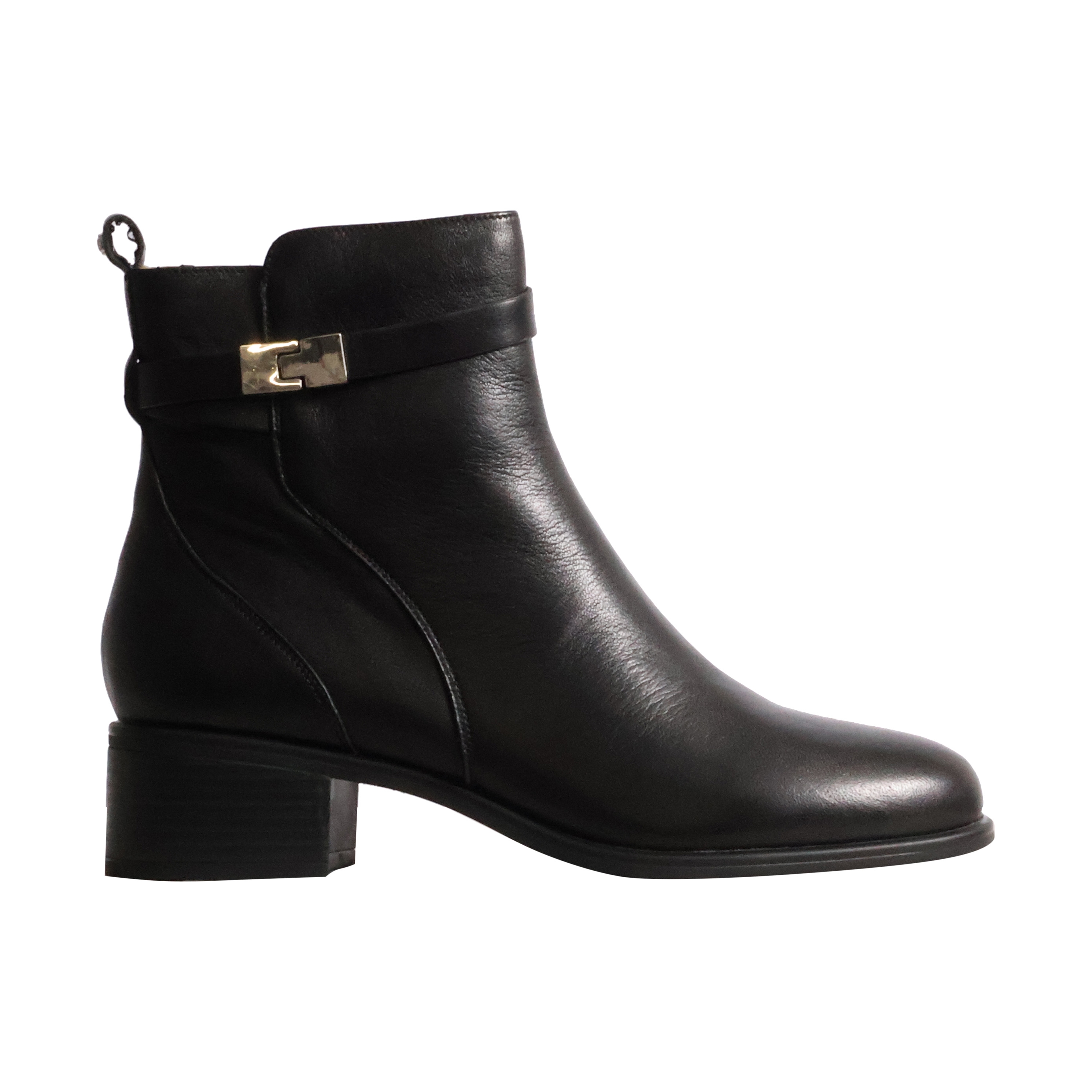 Navy leather ankle boot EMILIE KARSTON Black