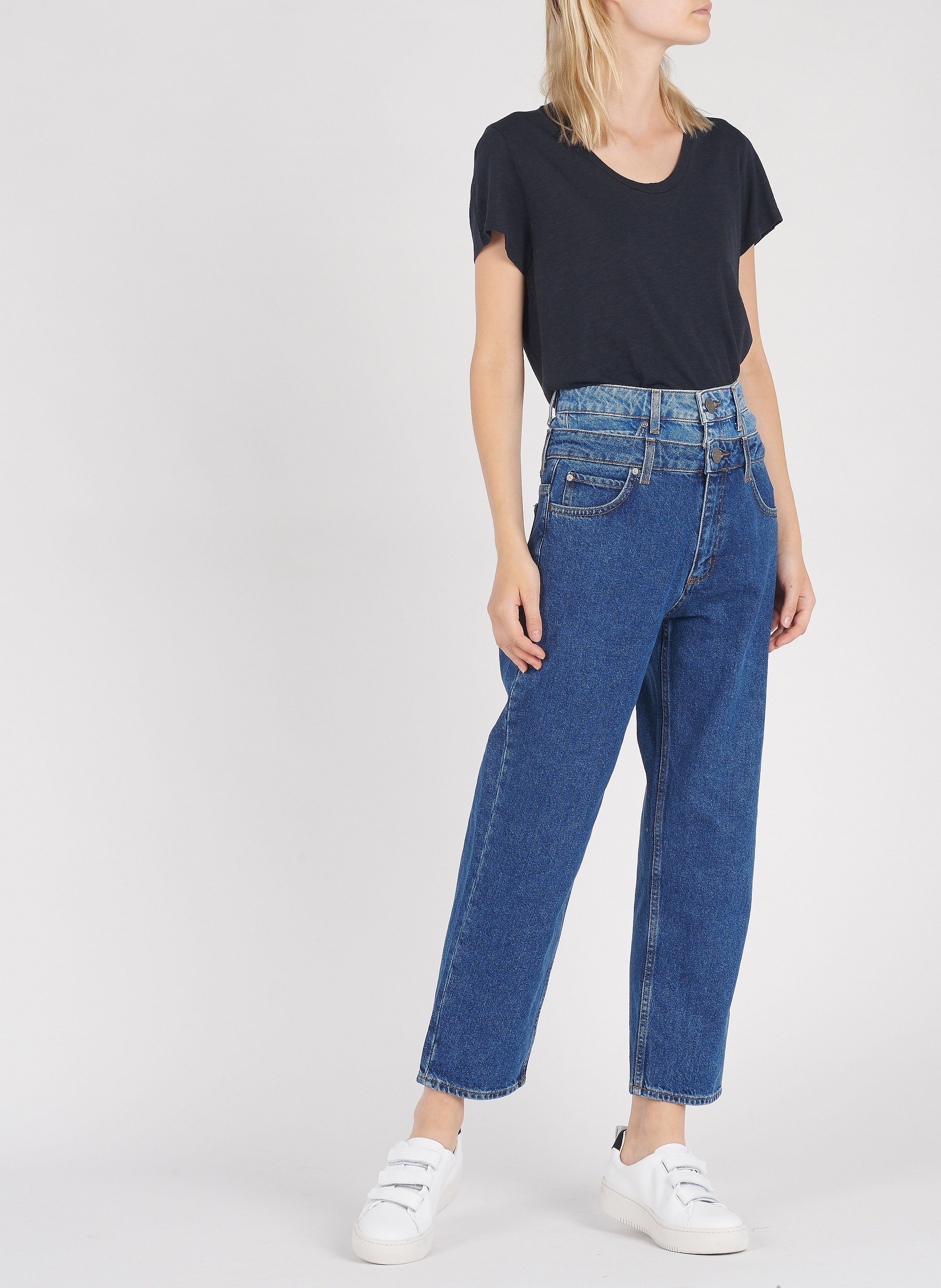 Tee-shirt col rond en coton mélangé AMERICAN VINTAGE Bleu