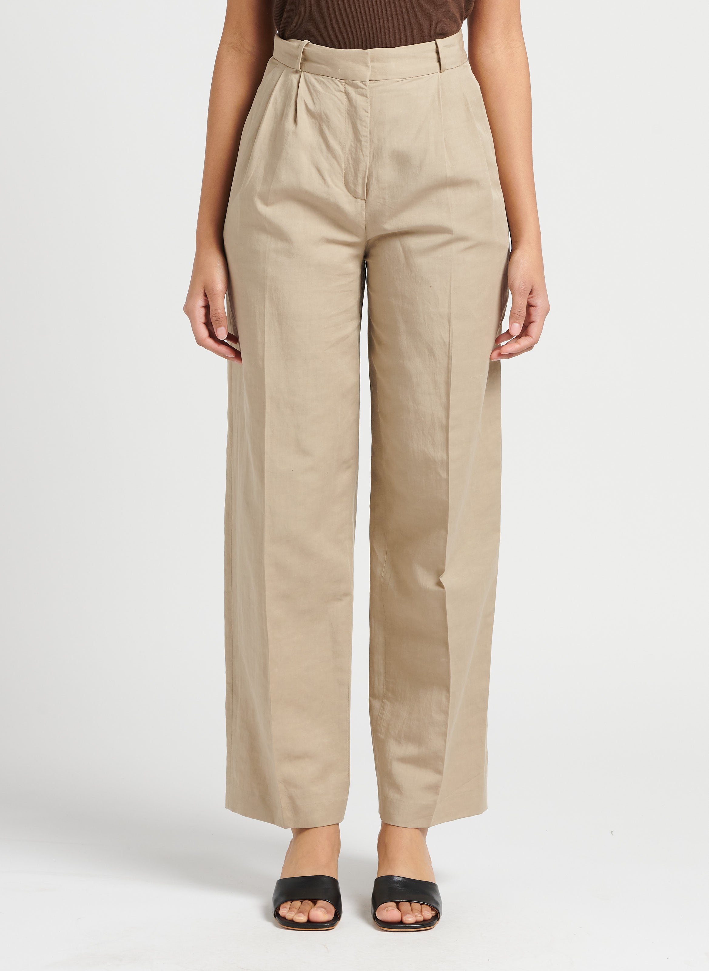 Pantalon Taille Haute Berny Beige Ba sh Femme Place des Tendances