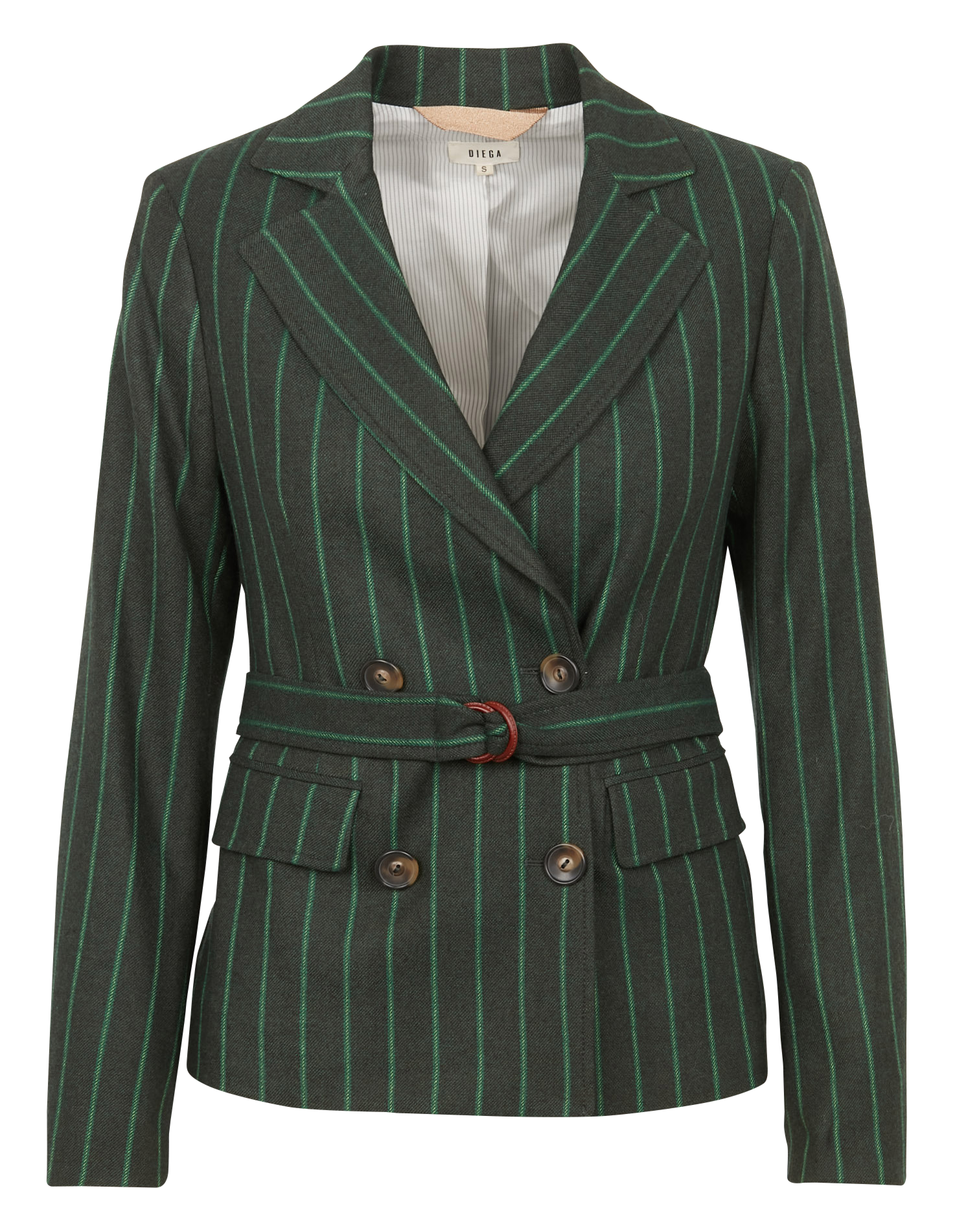 Veste ajustée col tailleur à rayures DIEGA Vert