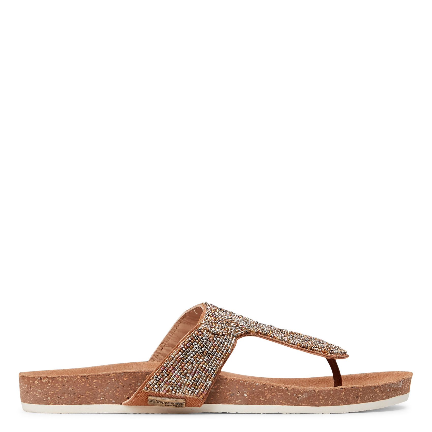 Sandales plates avec perles en cuir LES TROPEZIENNES PAR M.BELARBI Doré