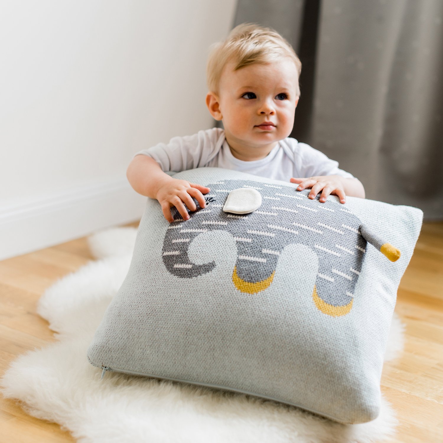 Rainbow cotton baby cushion cover KINDSGUT Grey