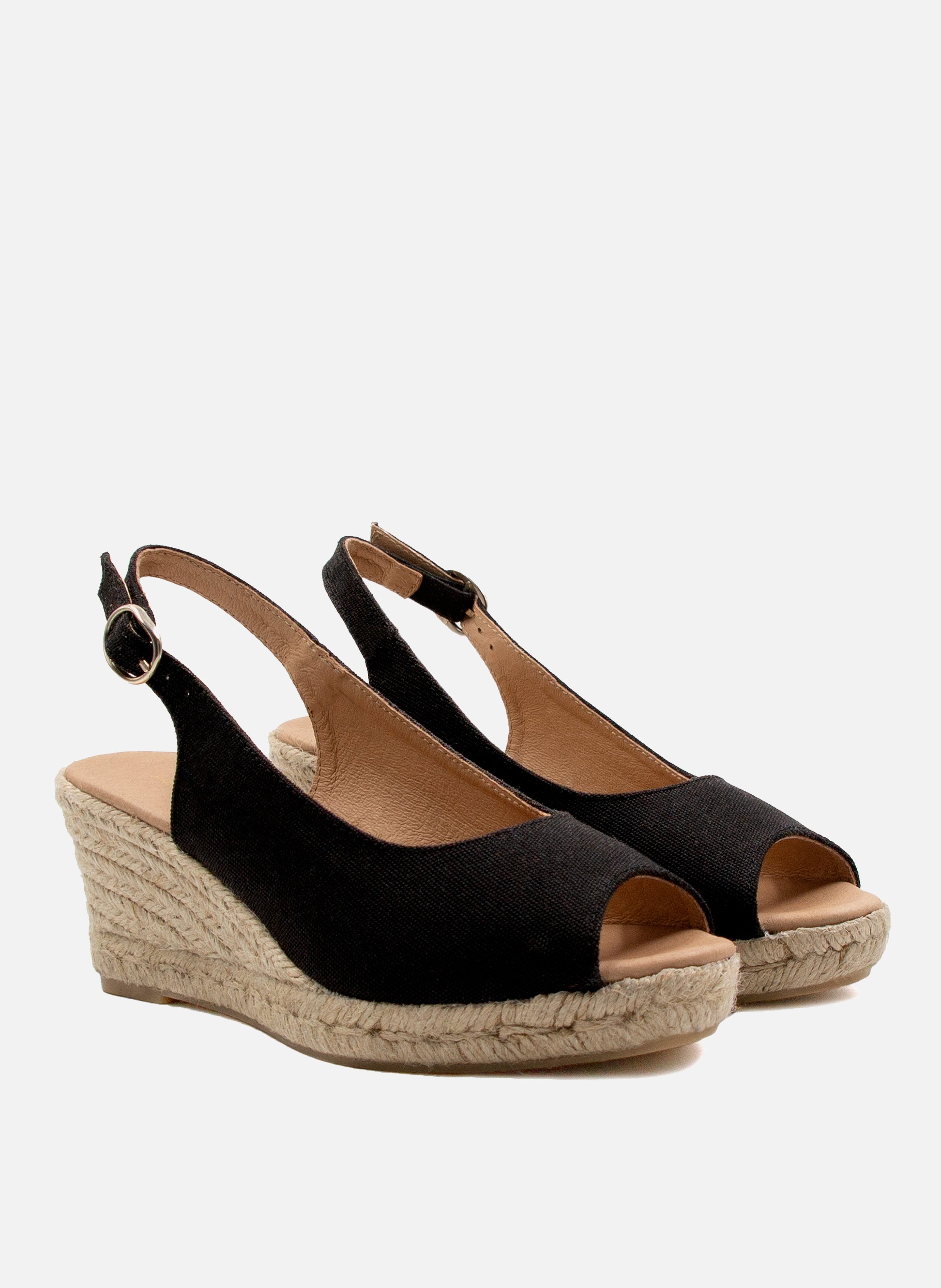 Recycled canvas slingback espadrilles JULES & JENN Black