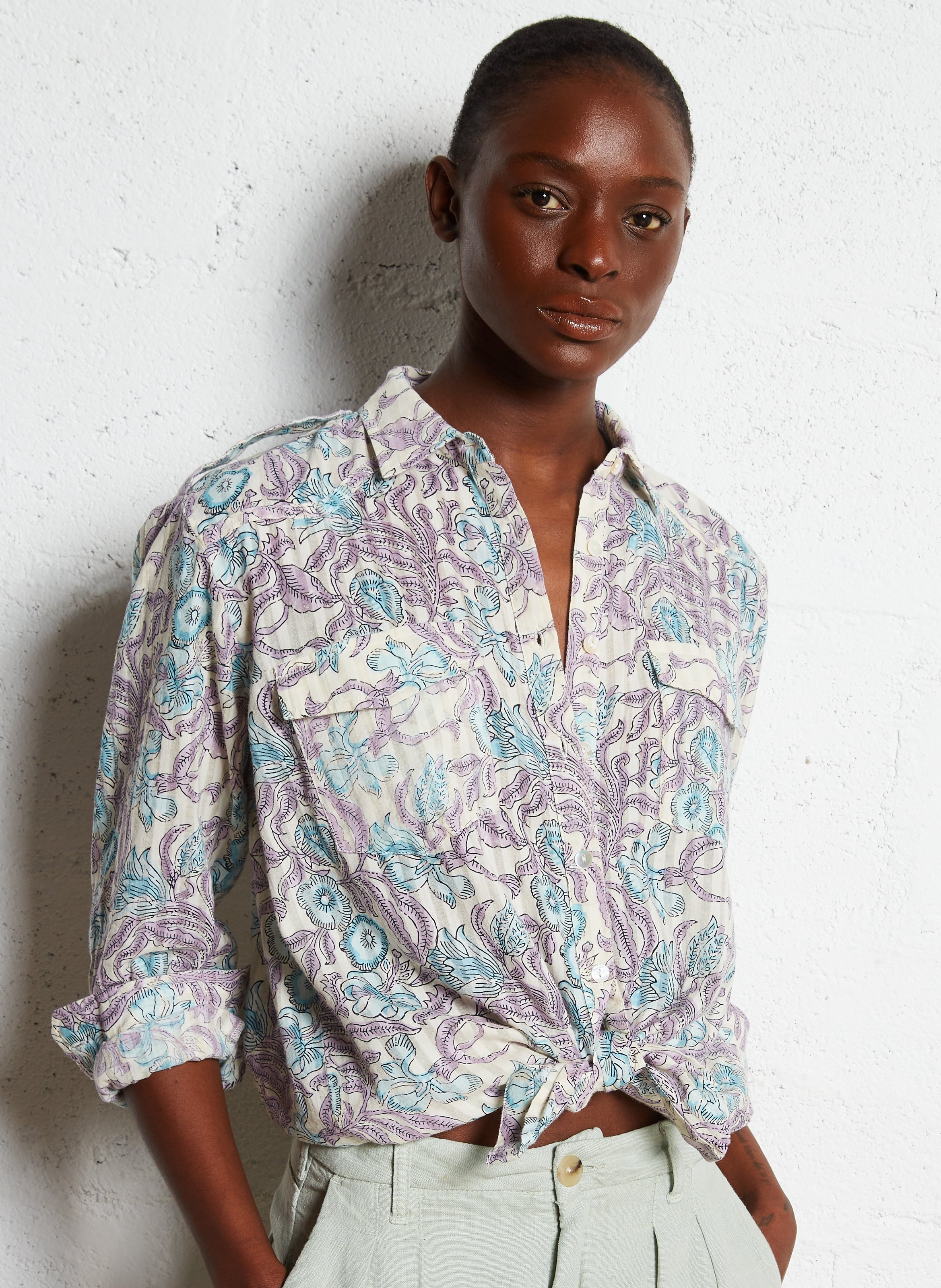 Straight printed cotton shirt MAISON HOTEL Blue