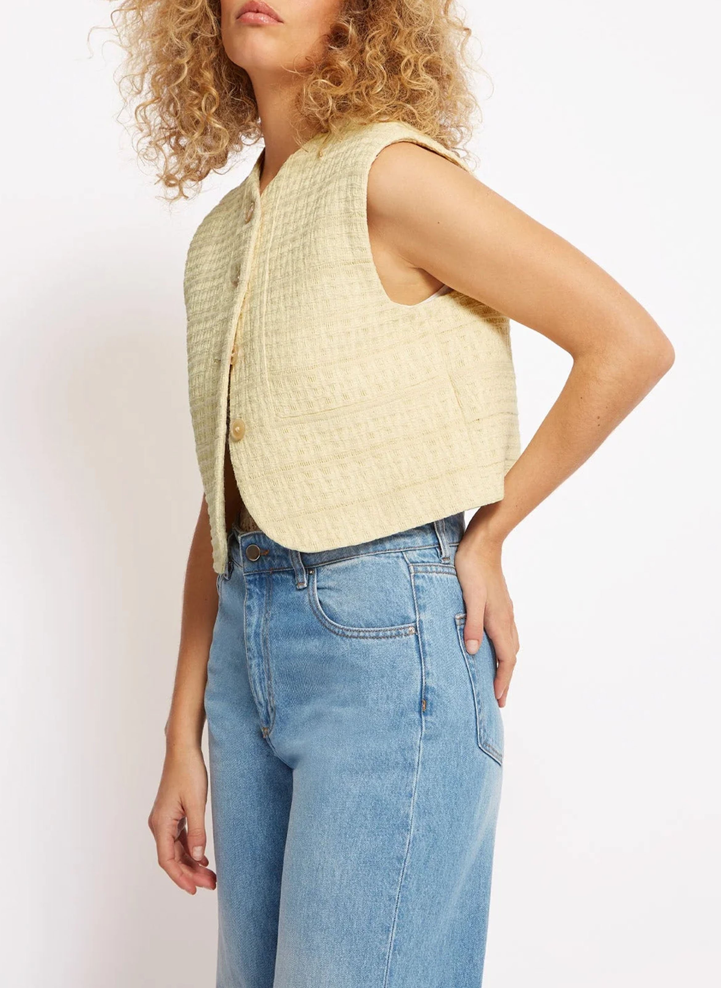 Gilet sans manches effet raphia ROSEANNA Beige