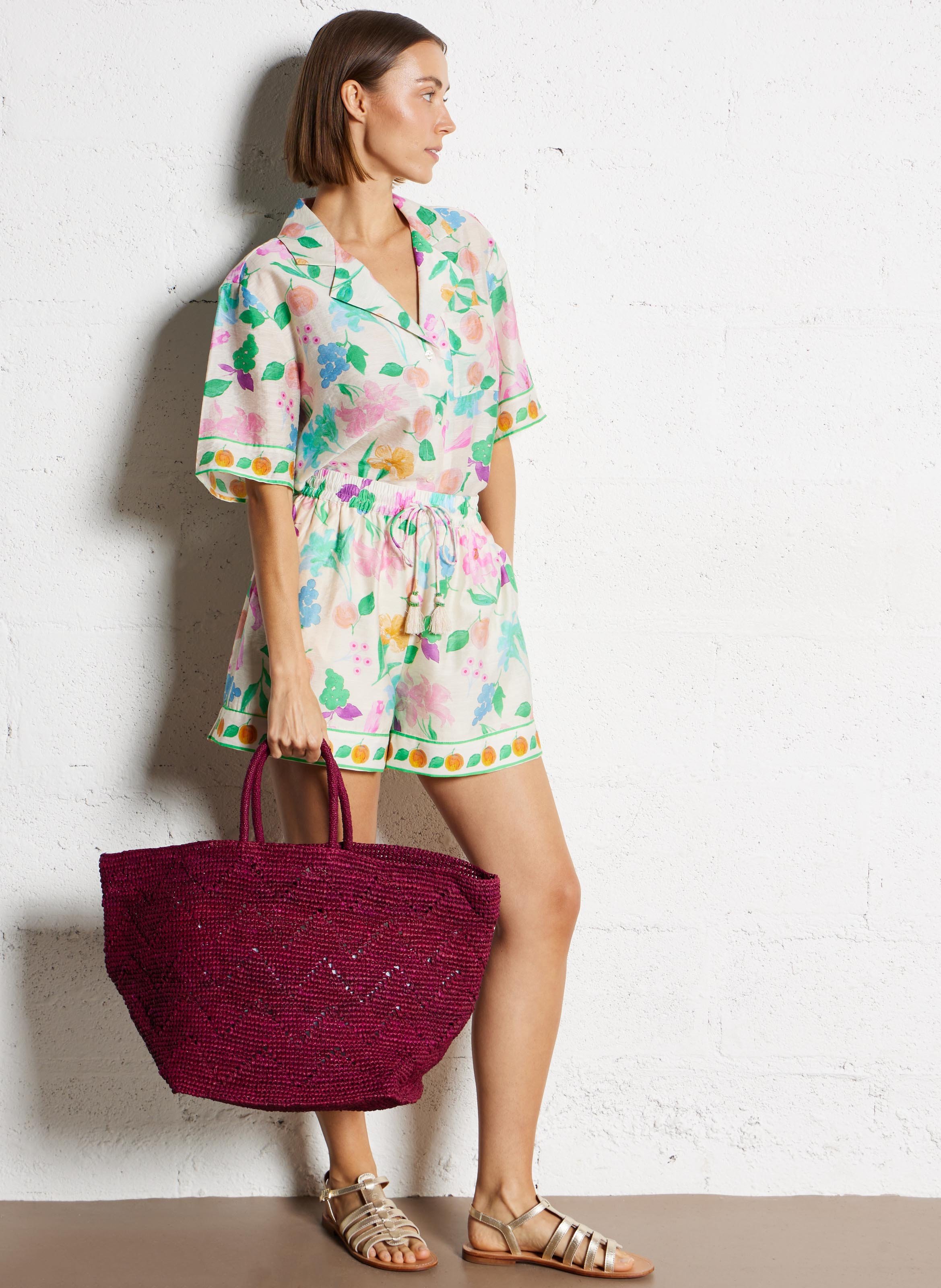 Cabas en raphia  CAMALYA Prune