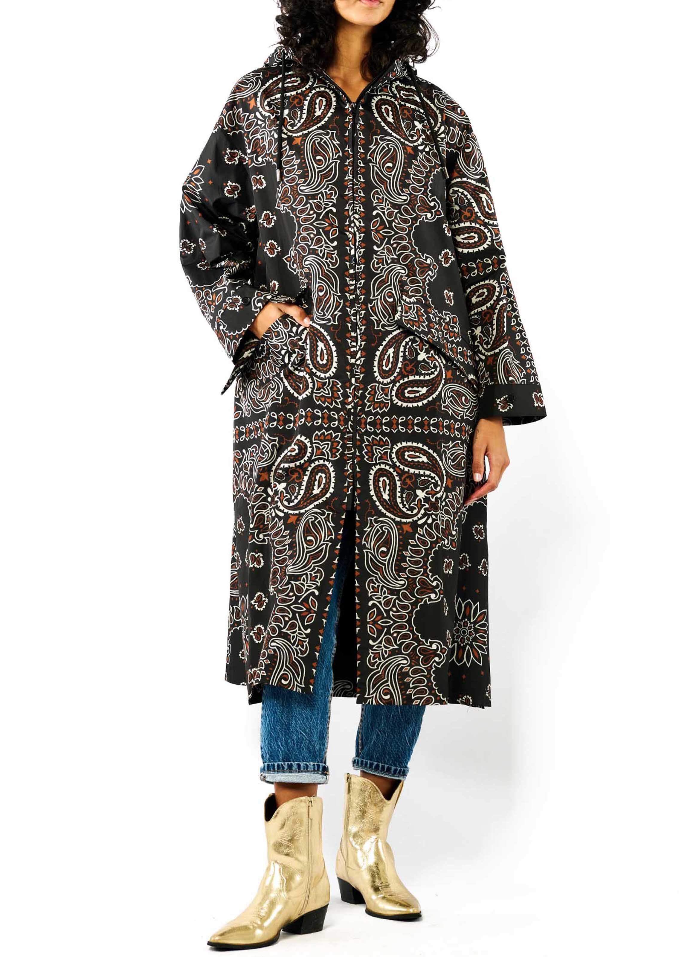 Oversized Printed Windbreaker WILD Black