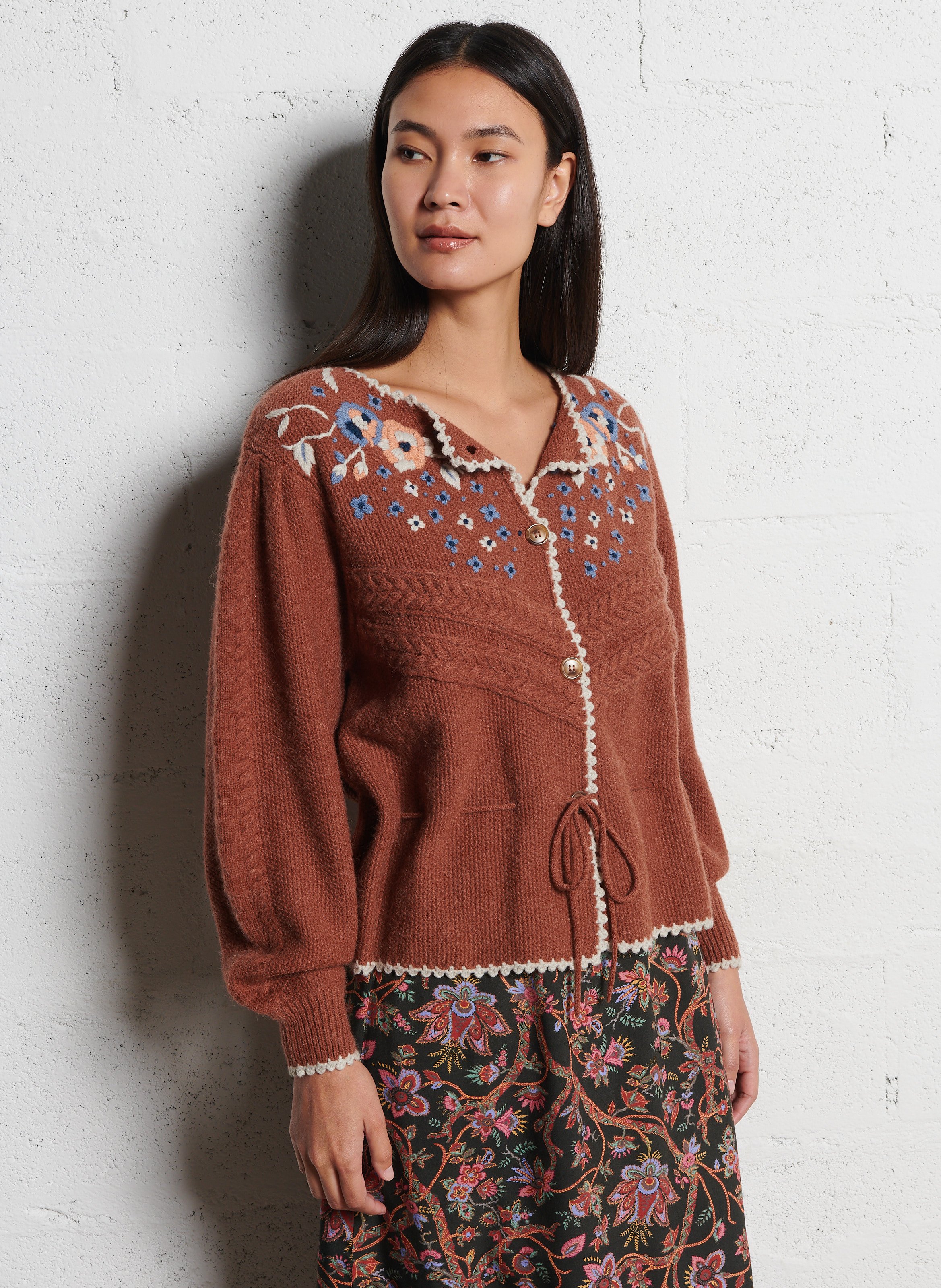 Round-neck cardigan LOUISE MISHA Brown