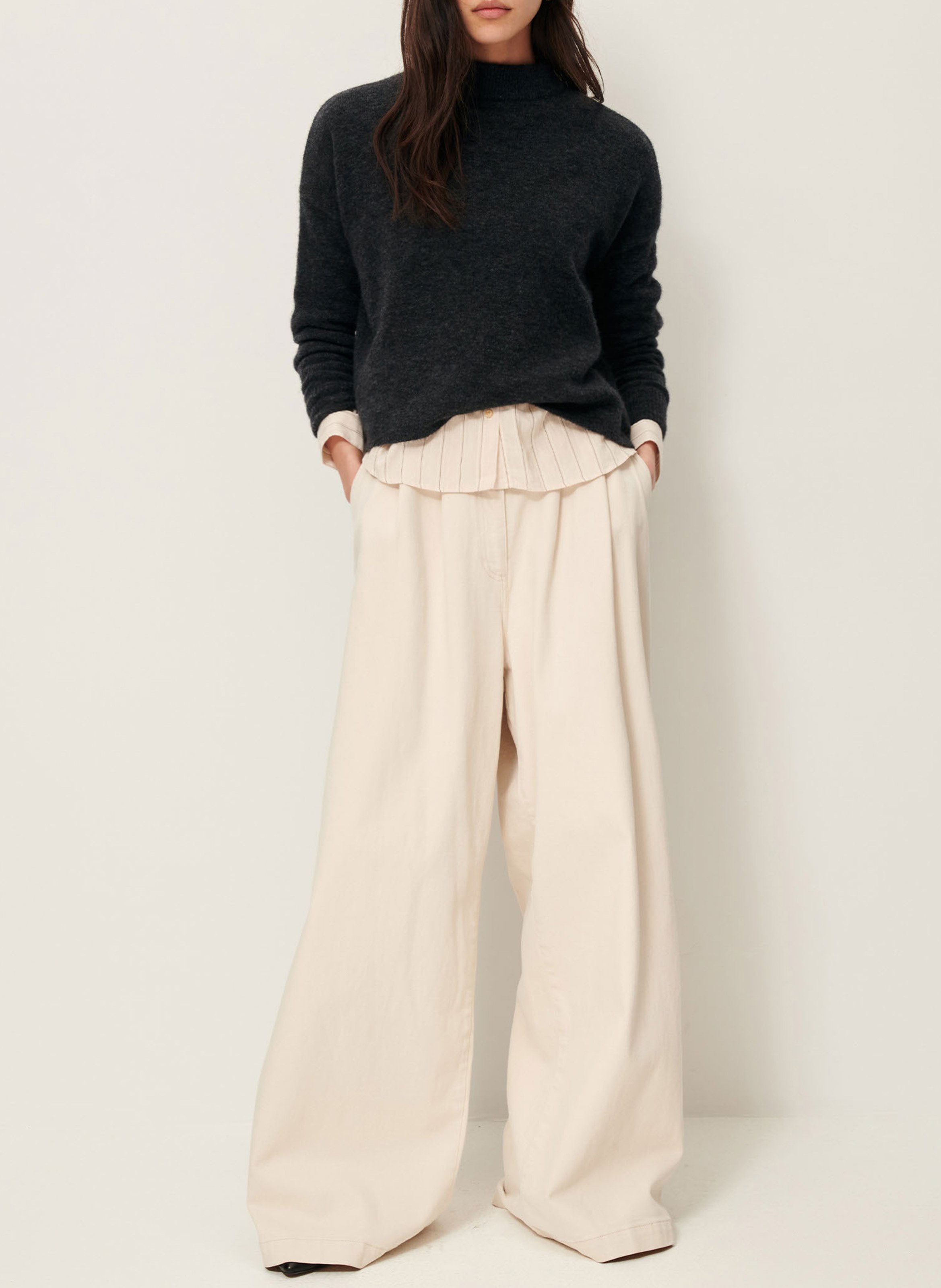 Pull ample en laine mélangée SESSUN Gris