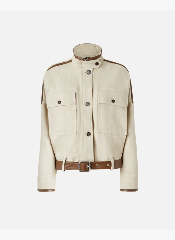 Jacket with faux leather finish Beige Pinko - Women Jacket with faux leather finish Beige Pinko - Women