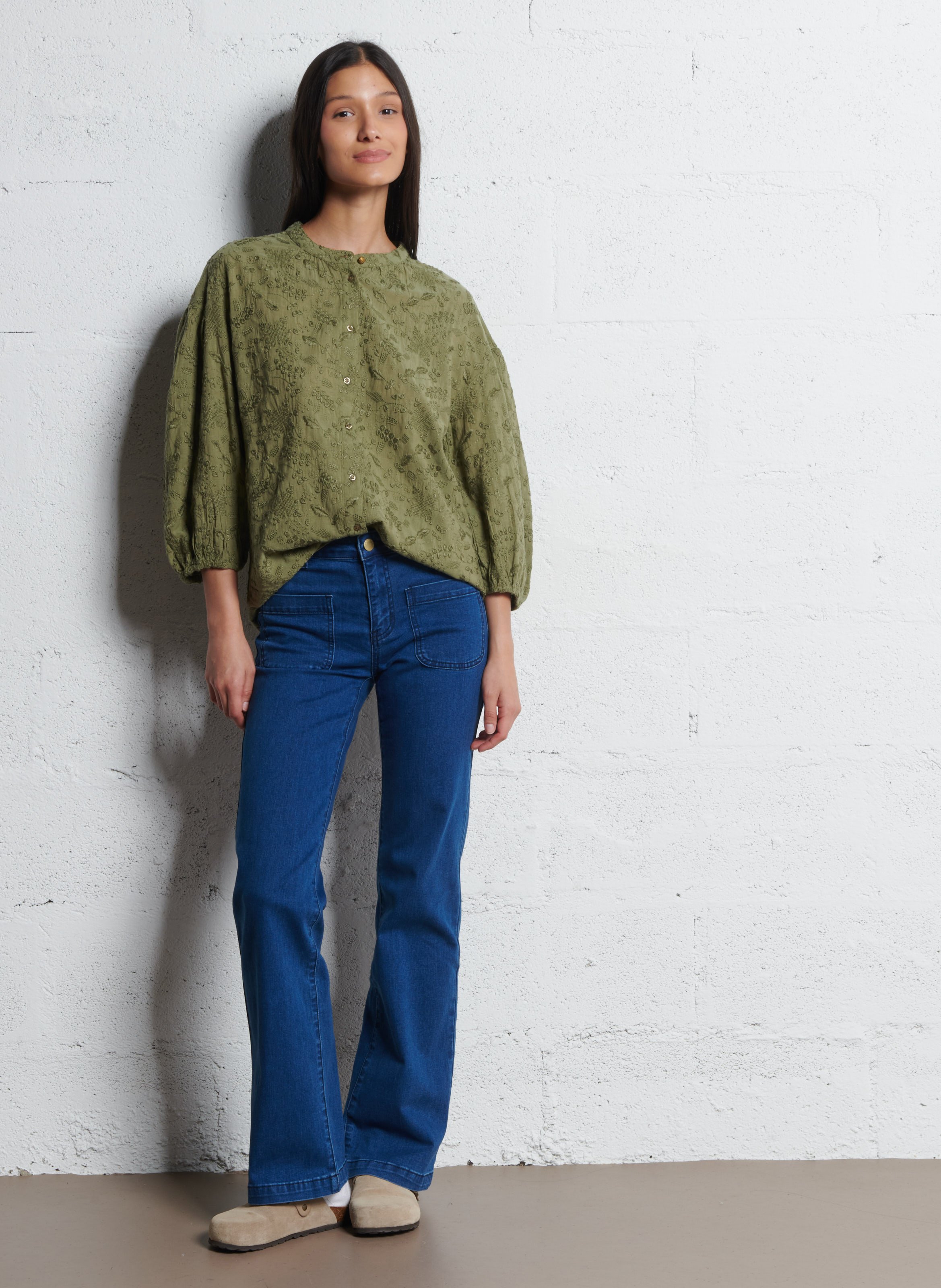 Chemise ample col mao  MAISON 123 Kaki