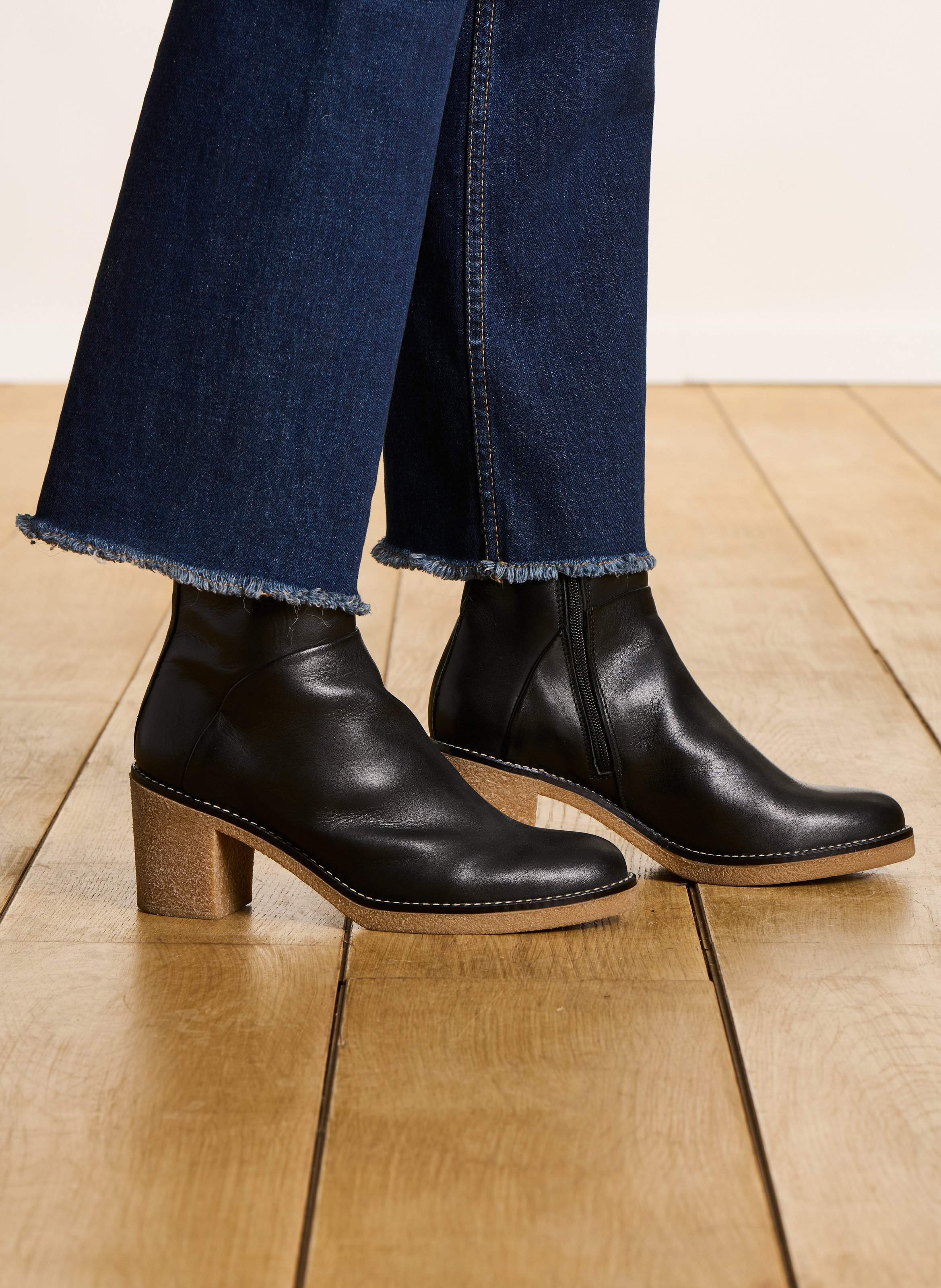 Bianca leather ankle boots LA FEE MARABOUTEE Black