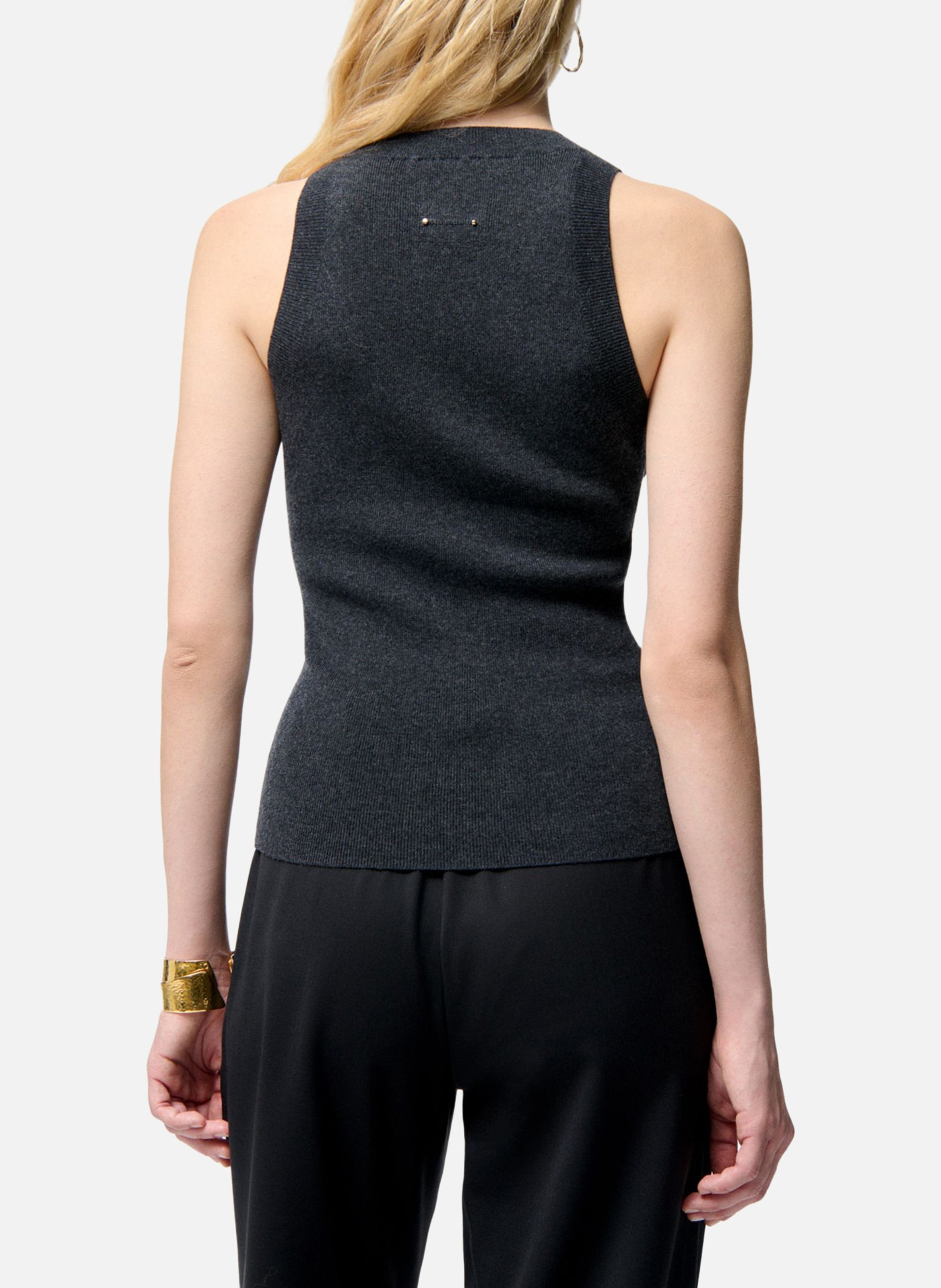 Mouwloze ronde hals top van gemengde wol VANESSA BRUNO Grijs