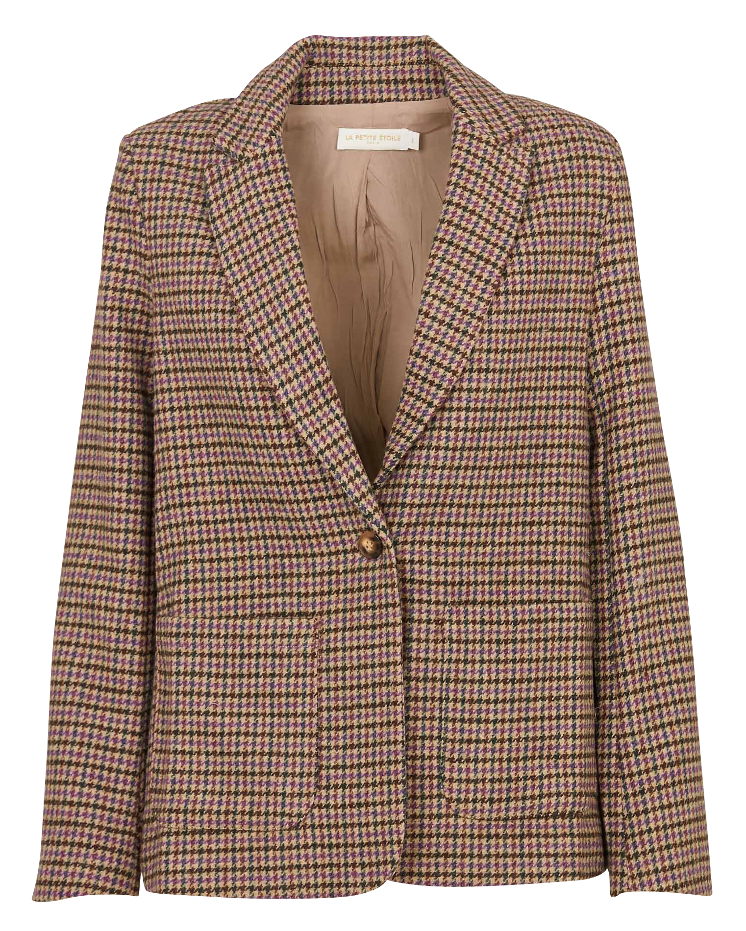 Houndstooth check tailored collar jacket LA PETITE ETOILE Beige