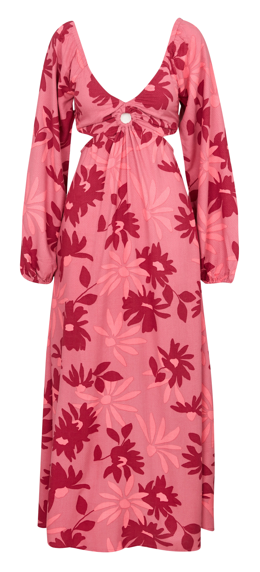 Robe longue col v à imprimé floral BILLABONG Rose