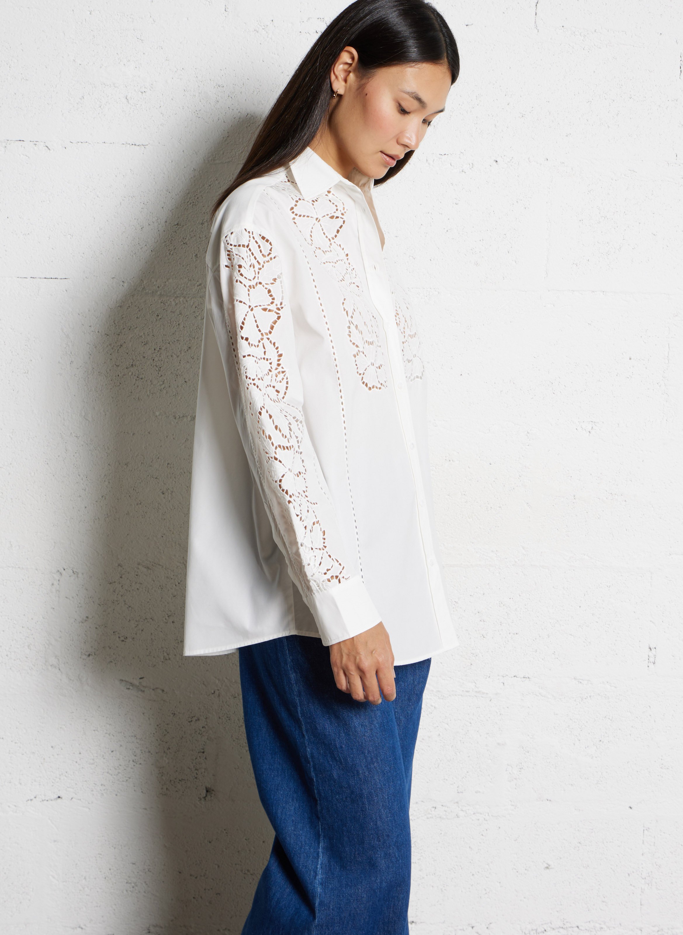 Chemise ample col classique en coton MAX MARA WEEK END Blanc