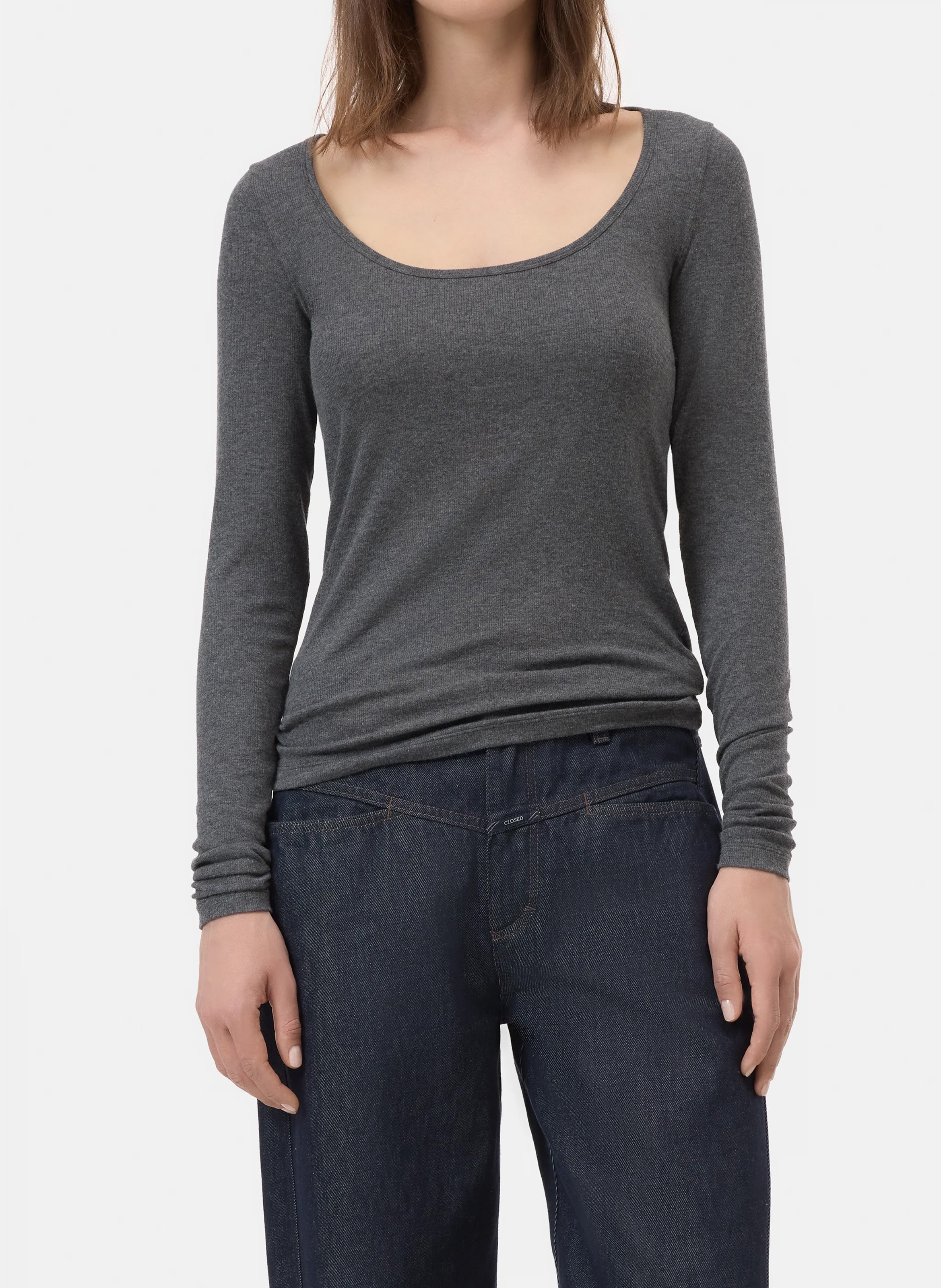 Fitted round neck t-shirt CLOSED Grey