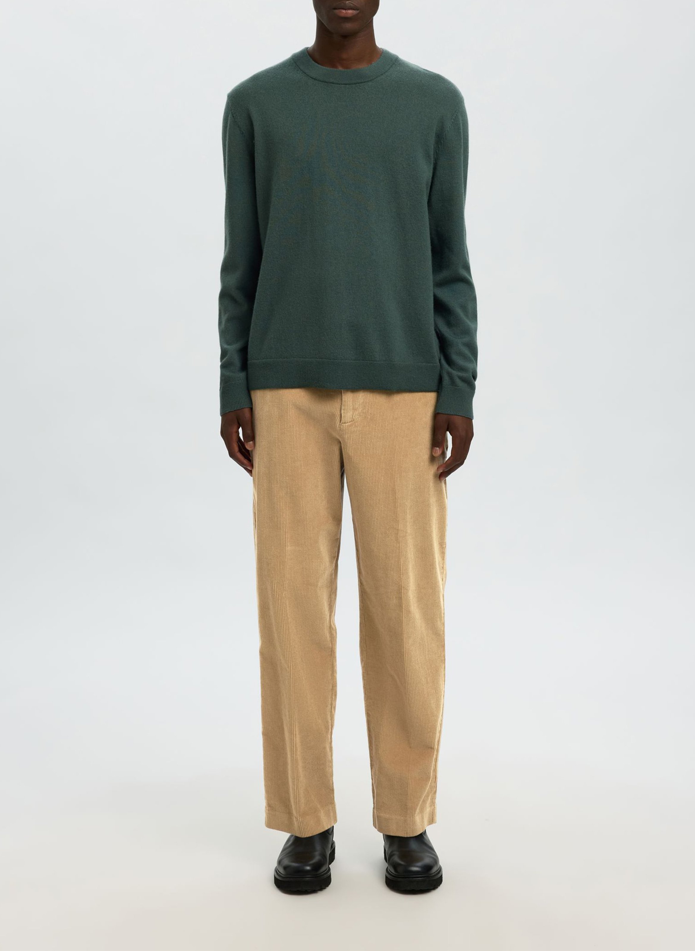 Pantalon droit en coton bio mélangé SELECTED Marron