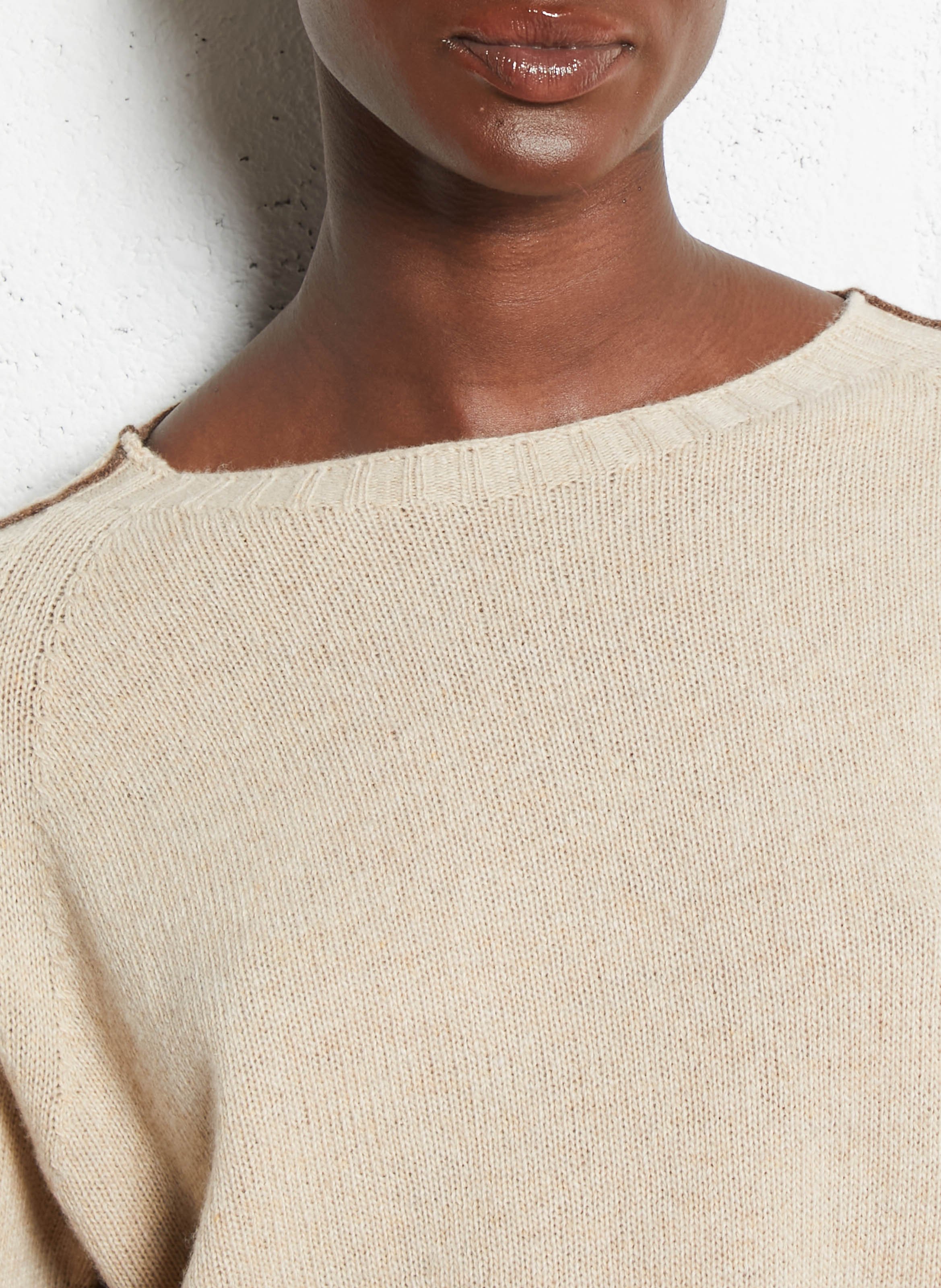 Pull col rond en laine mélangée PLEASE Beige