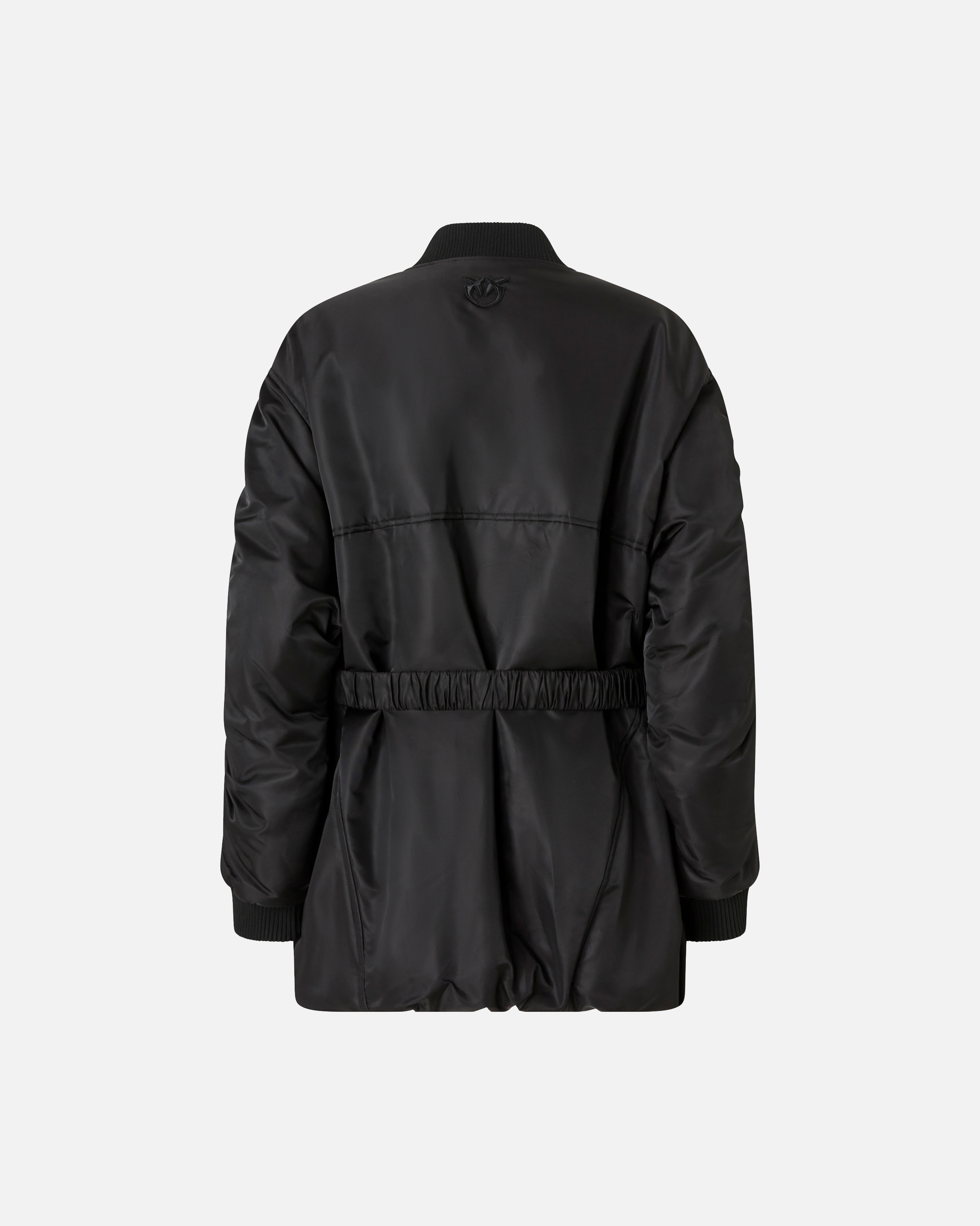 Long technical satin bomber PINKO Black