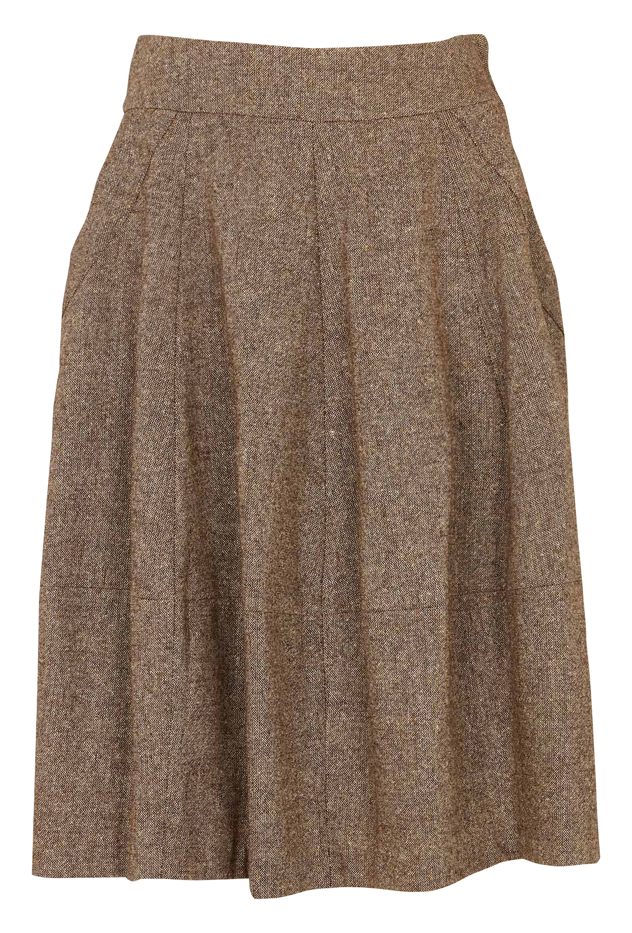 Jupe midi évasée chinée COTELAC Marron