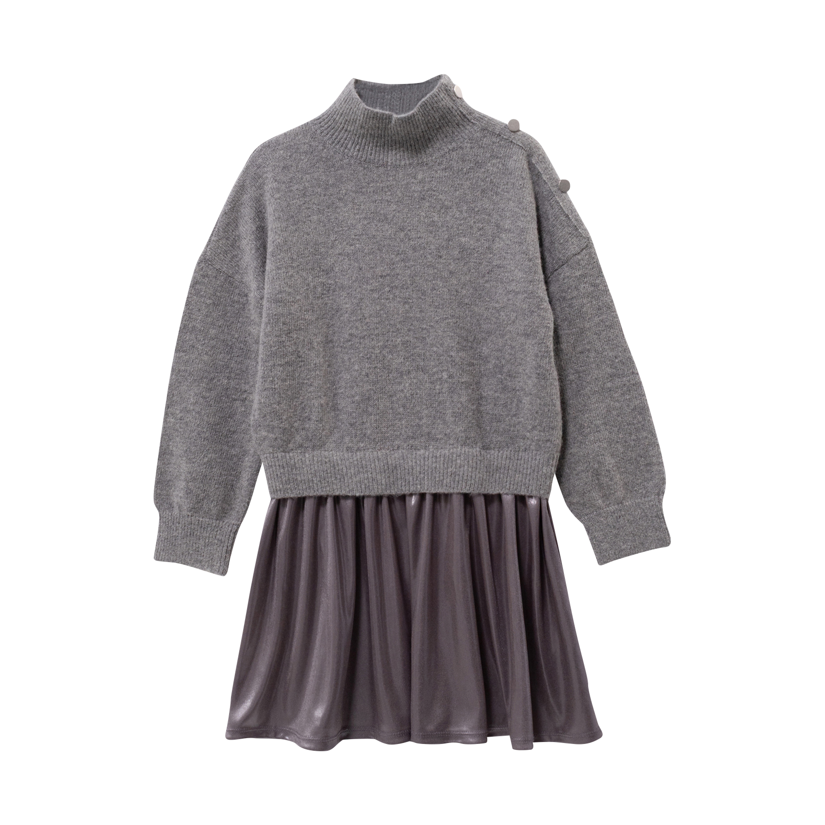 Robe courte col montant en laine mélangée IKKS JUNIOR Gris