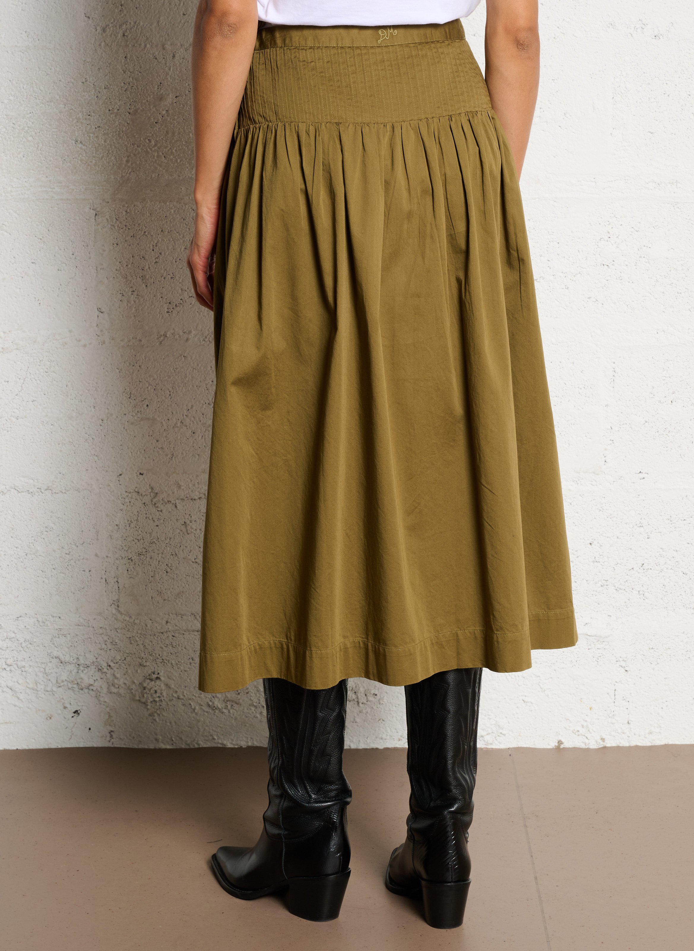 Jupe ample unie en coton bio DAMSON MADDER Kaki