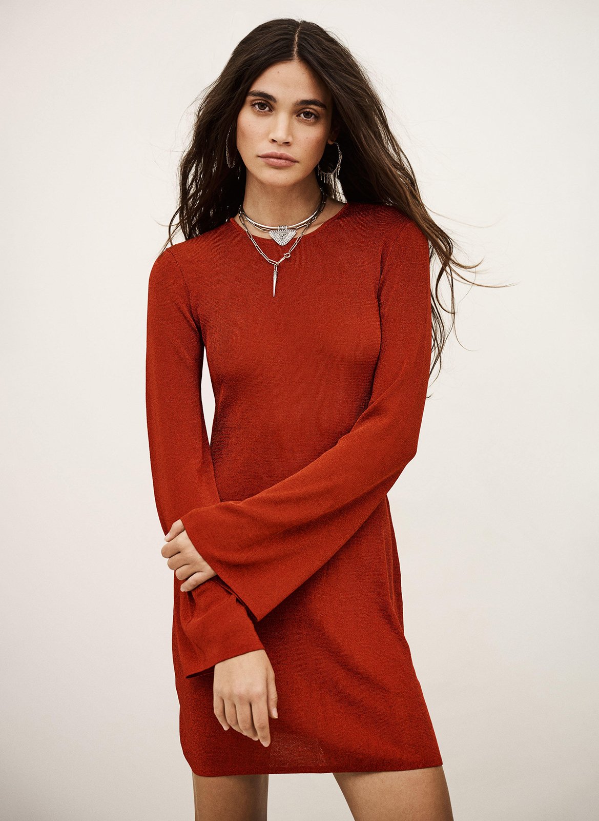 Korte jurk met ronde hals BA&SH Rood