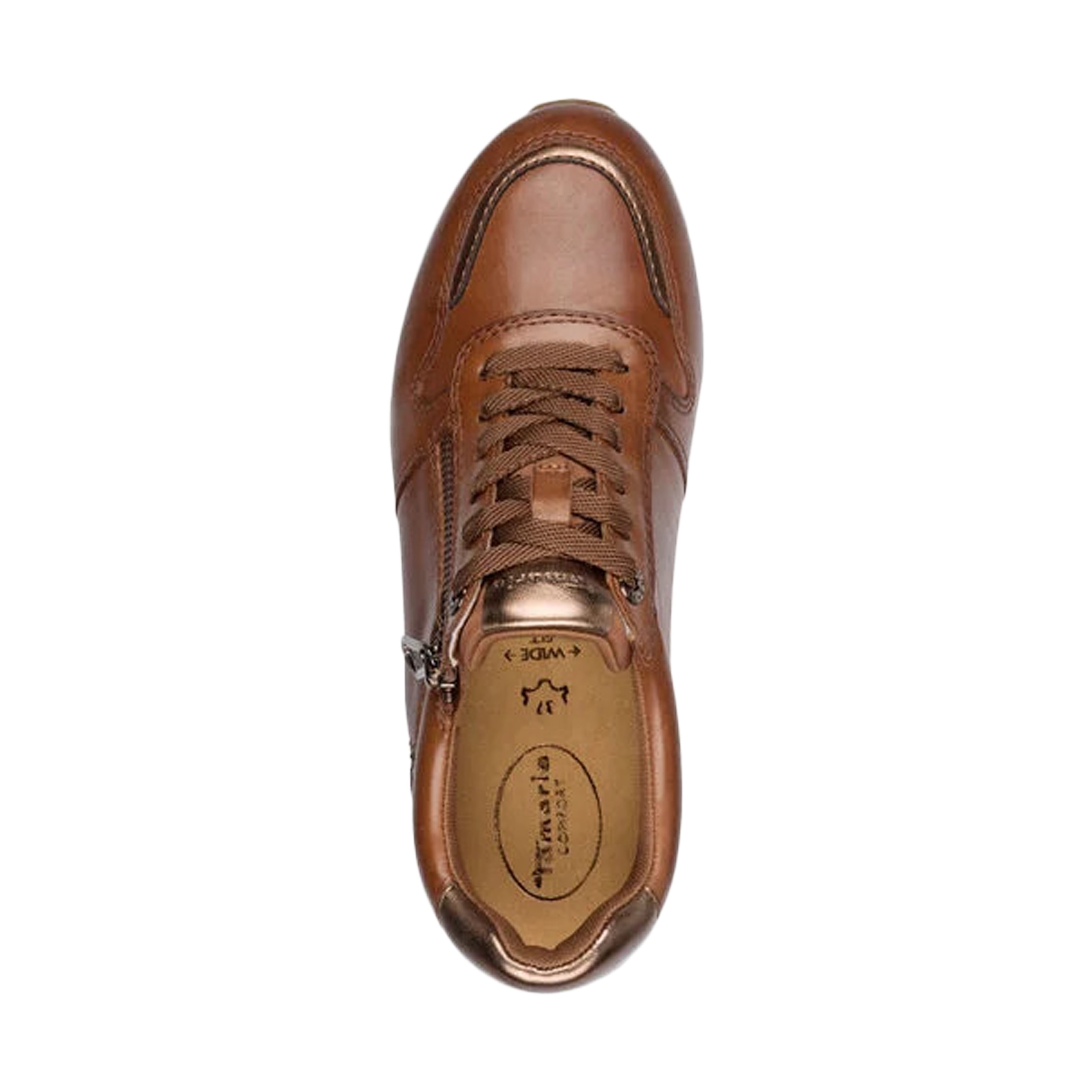 Low leather comfort sneaker TAMARIS Brown
