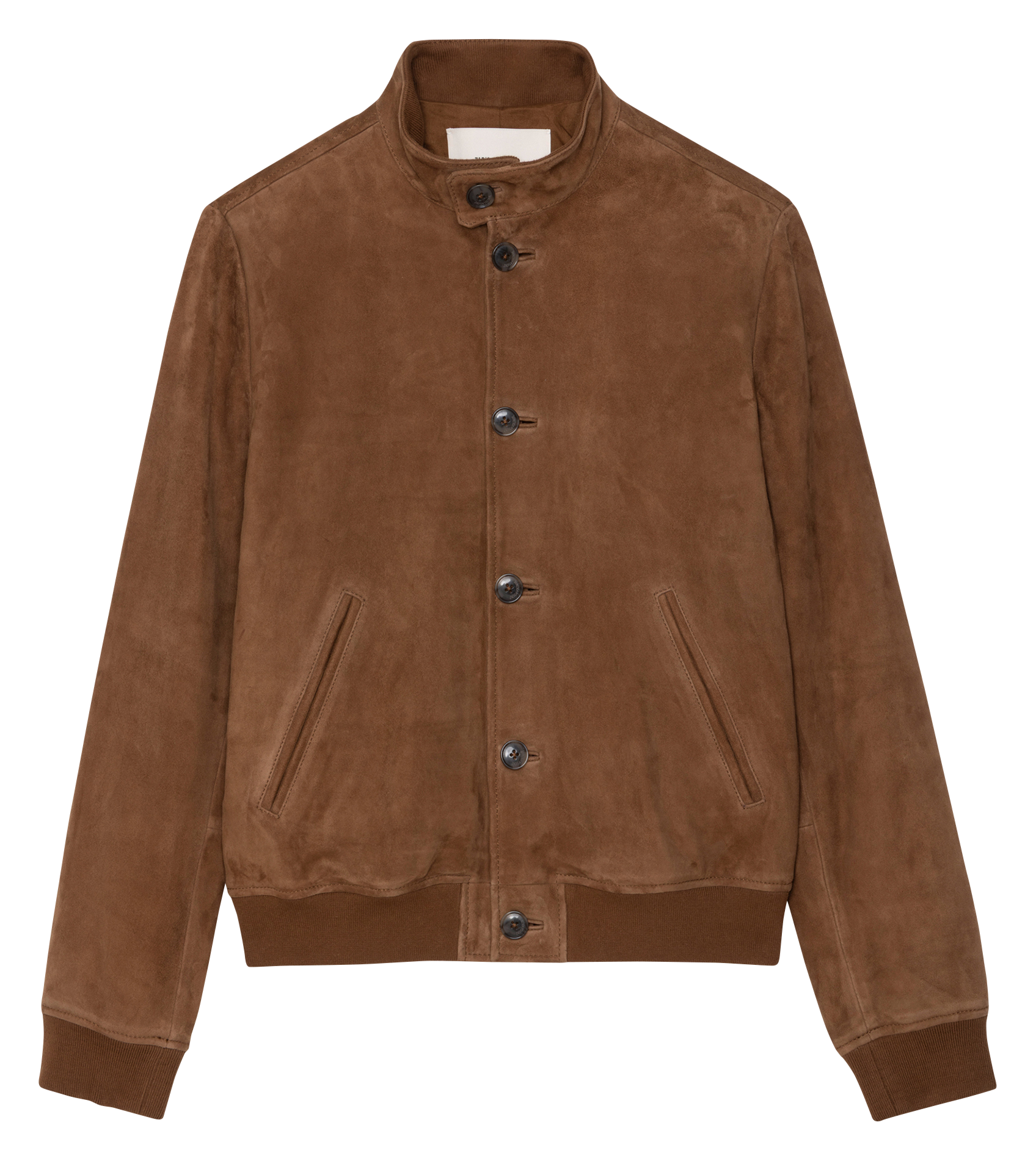 Blouson droit col montant en cuir velours ZADIG&VOLTAIRE Marron